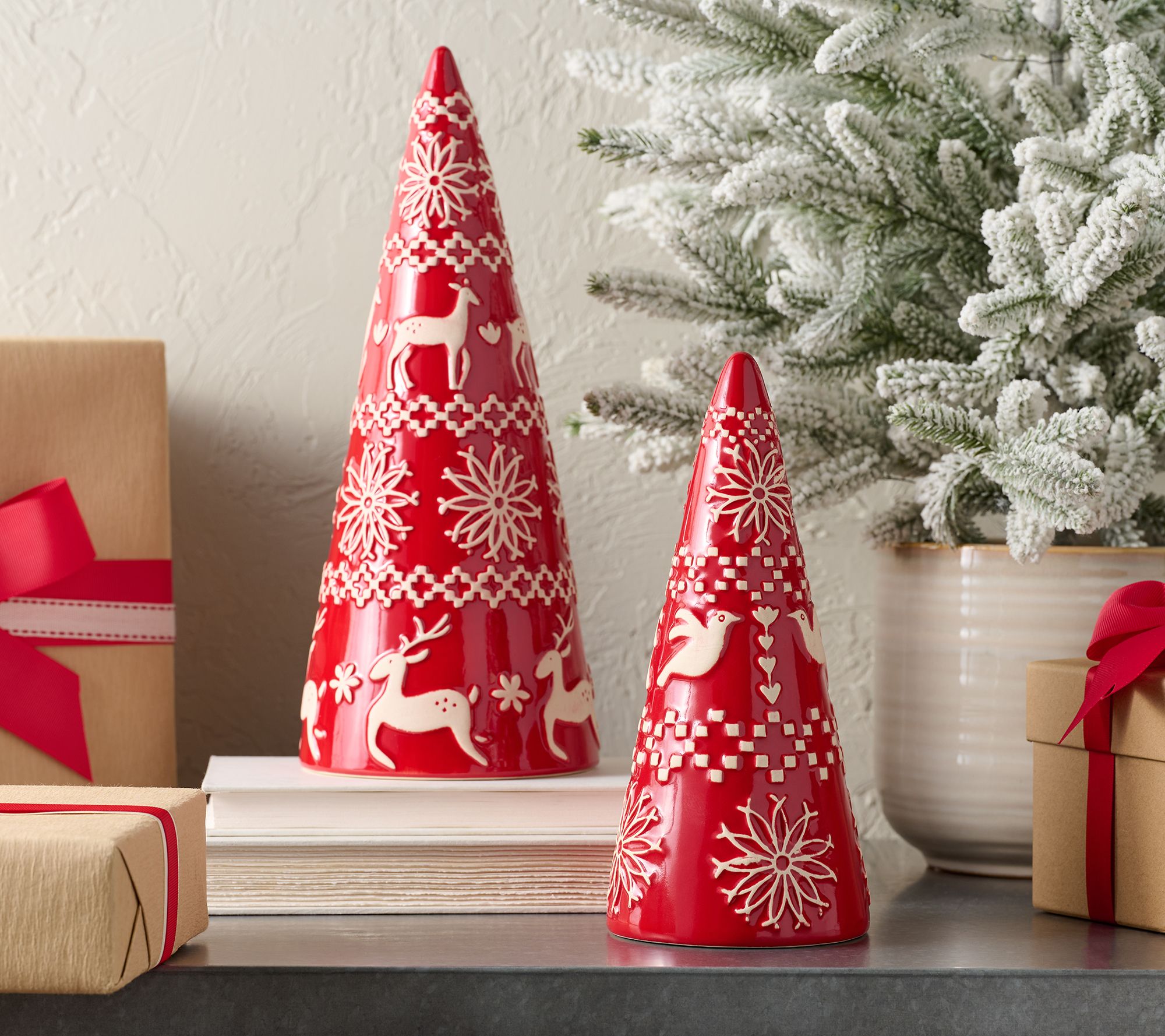 "As Is" Home Reflections Set of 2 Stoneware Tabletop Tree