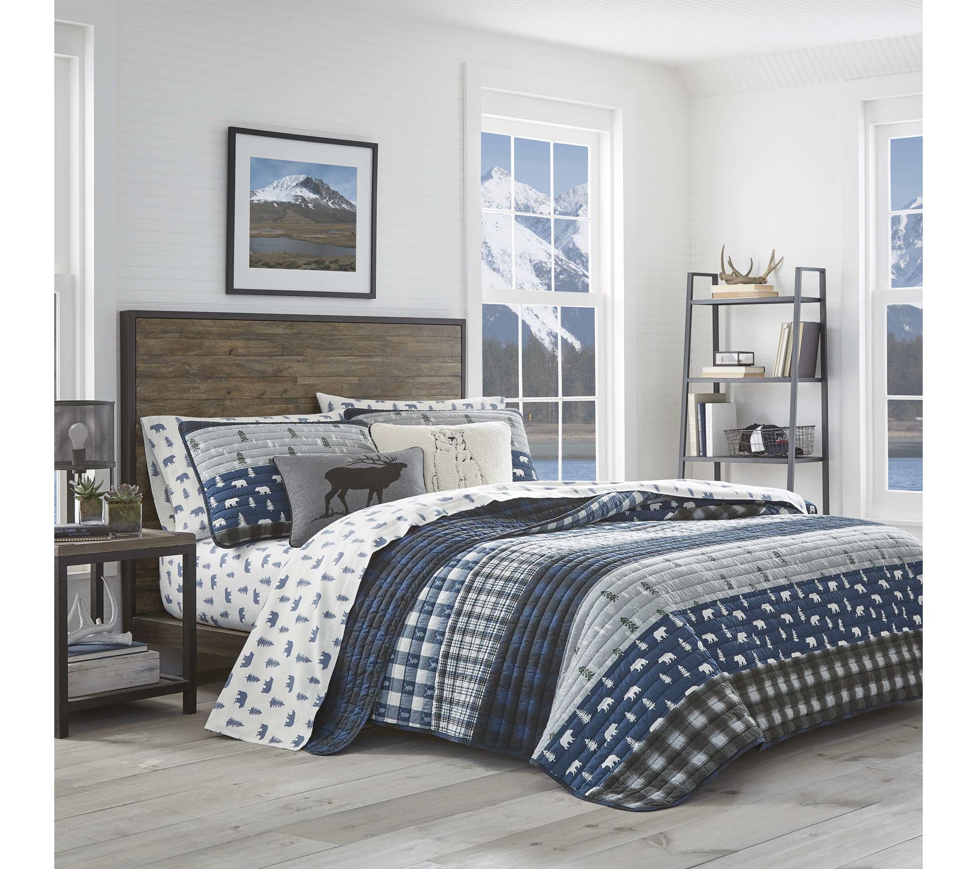 Eddie Bauer Blue Creek Navy Cotton Twin Quilt Set