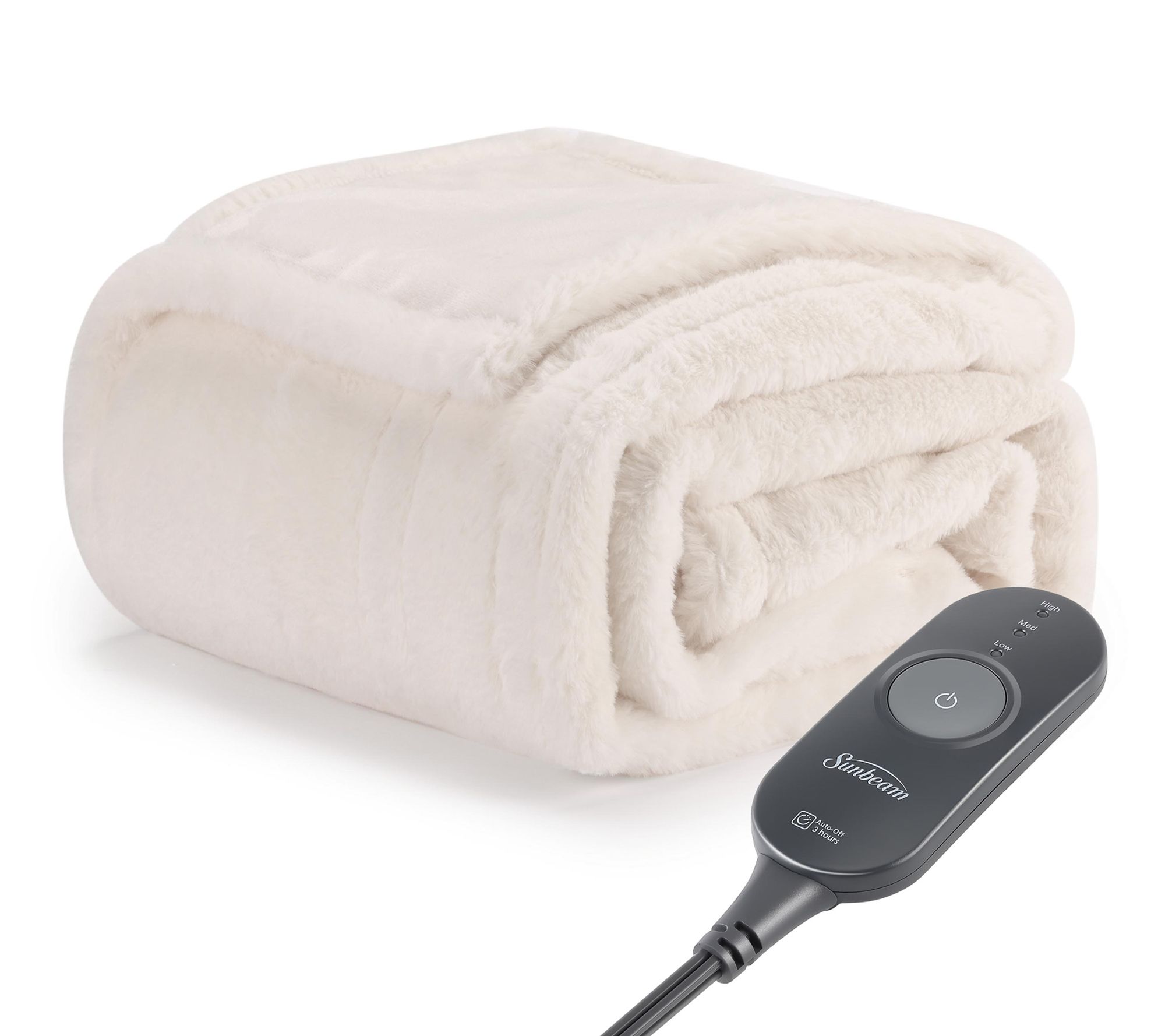 Sunbeam Faux Fur Heated Throw