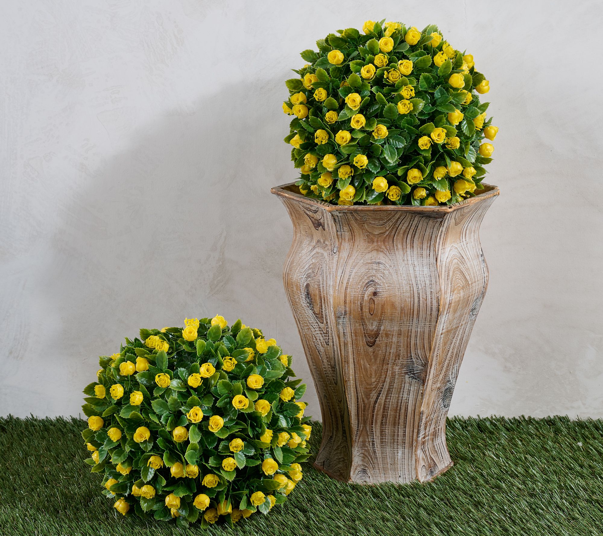 Wicker Park Set of 2 Indoor/Outdoor 13" Rosebud Spheres