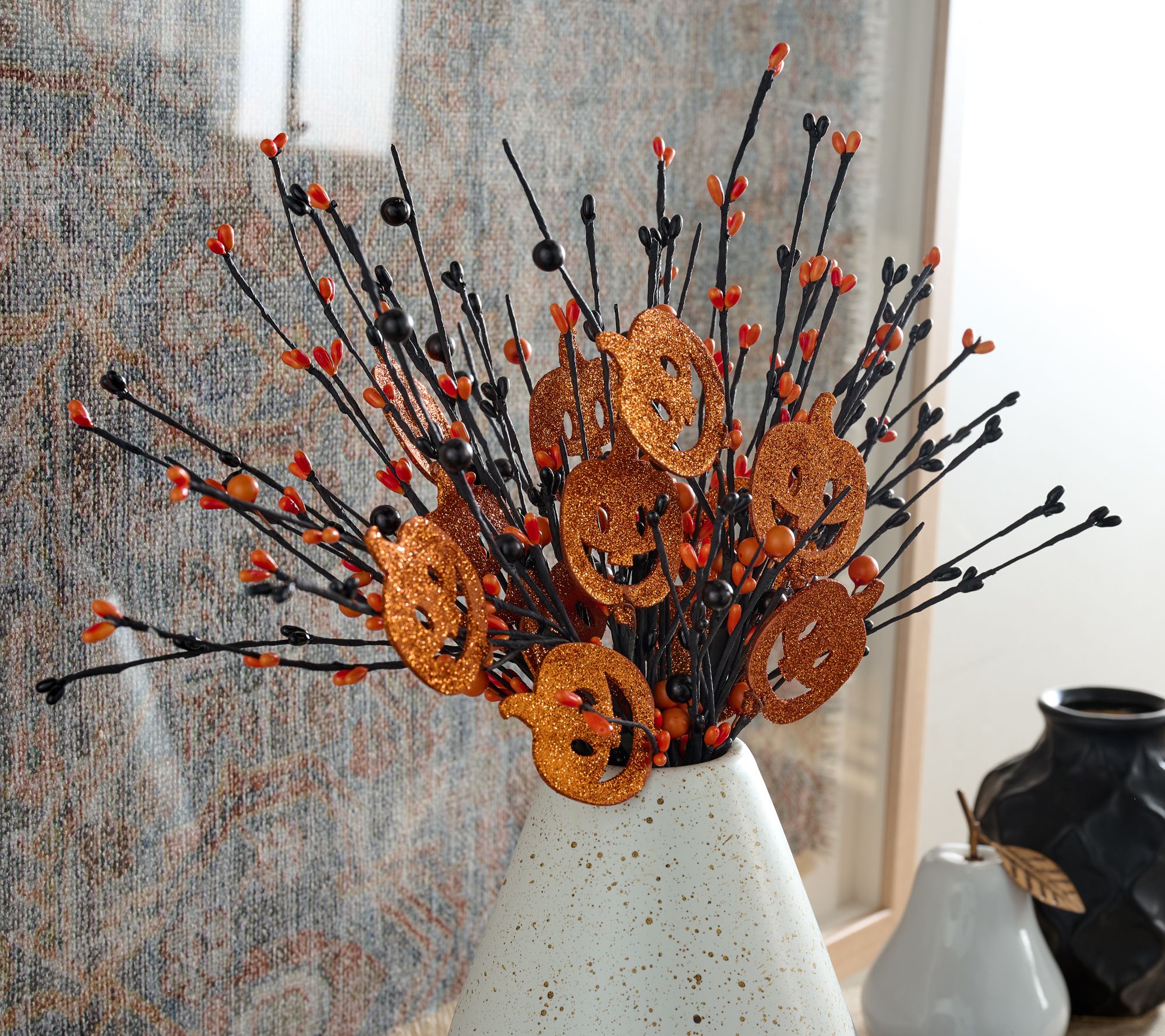 "As Is" Set of 4 Pumpkin or Leaf Pip Berry Picks by Valerie