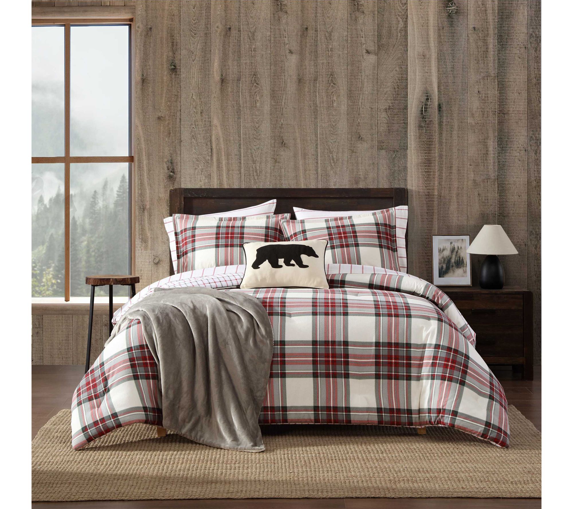 Eddie Bauer Serendipity Plaid Red Flannel KingComforter Set