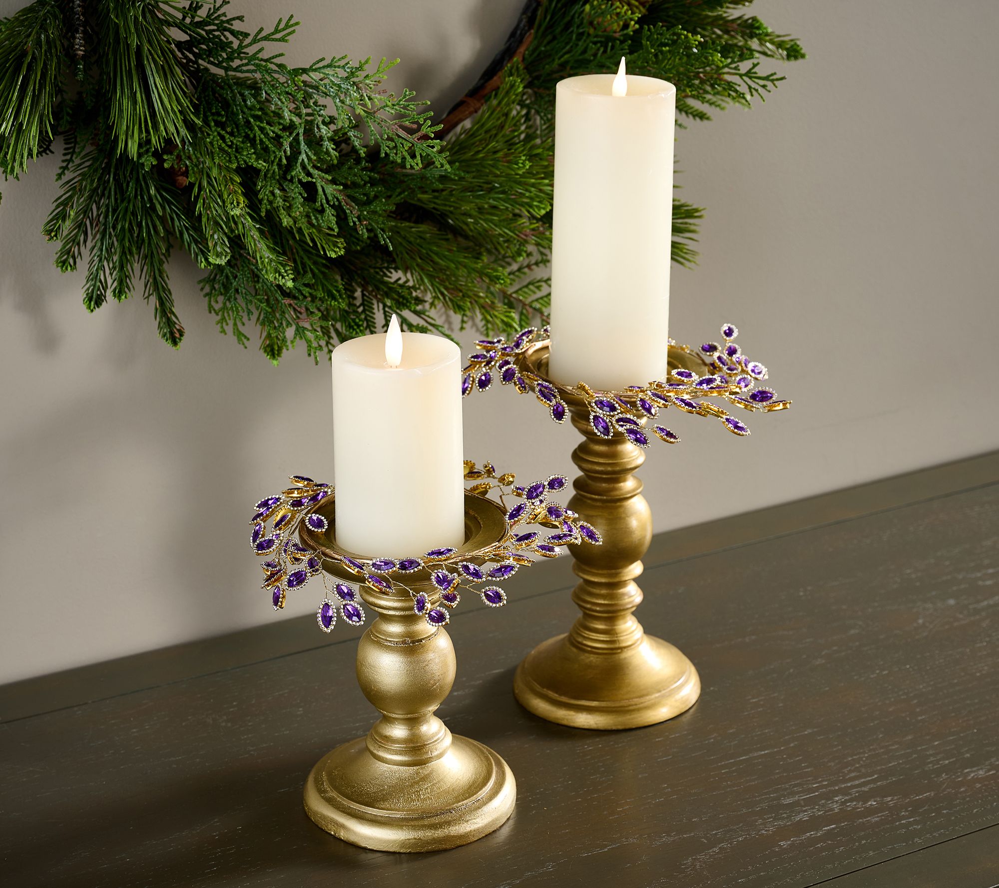 "As Is" Set of 2 Faceted Gem Candle Rings by Valerie