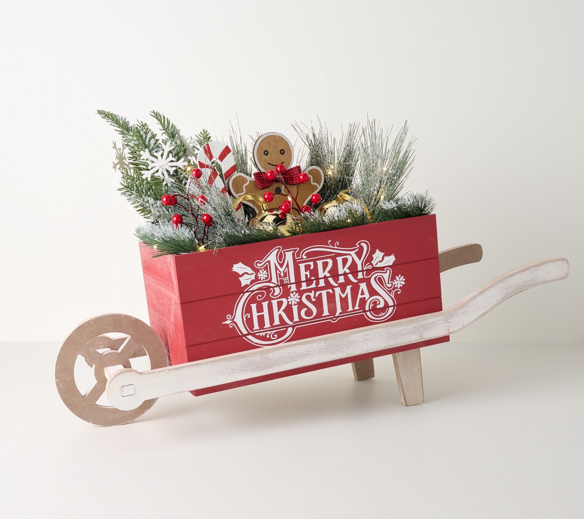 Illuminated Wagon with Gingerbread and Greenery by Valerie