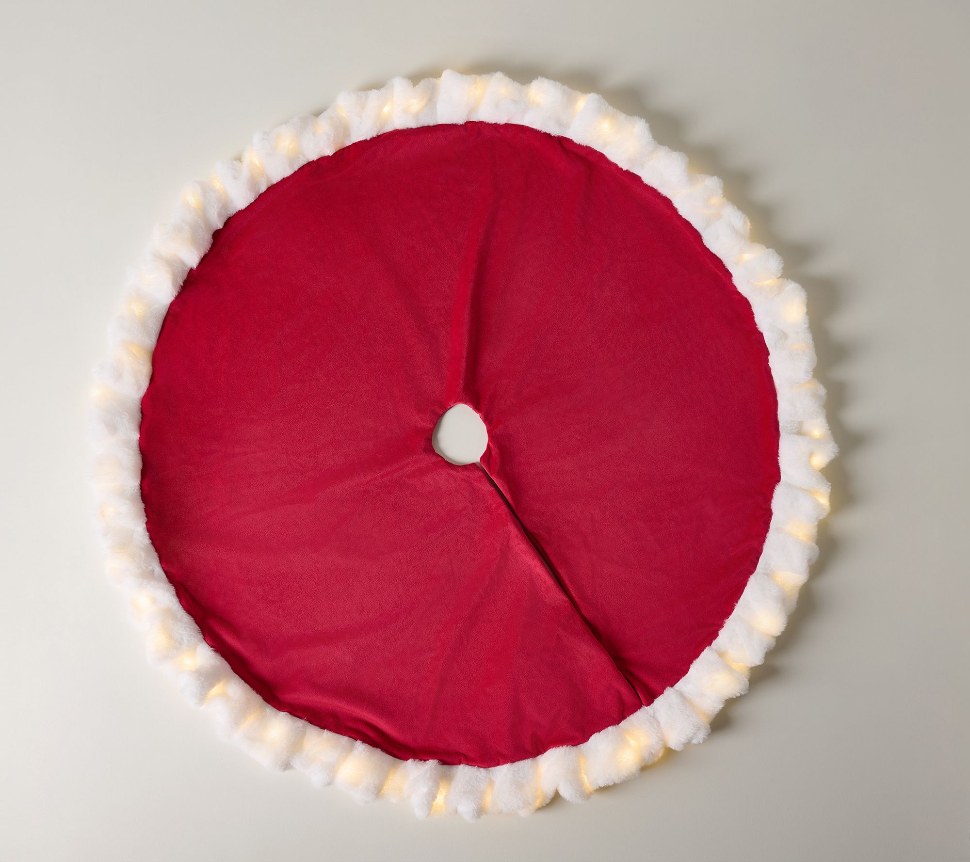 36" Illuminated Tree Skirt with Faux Fur Trim by Valerie
