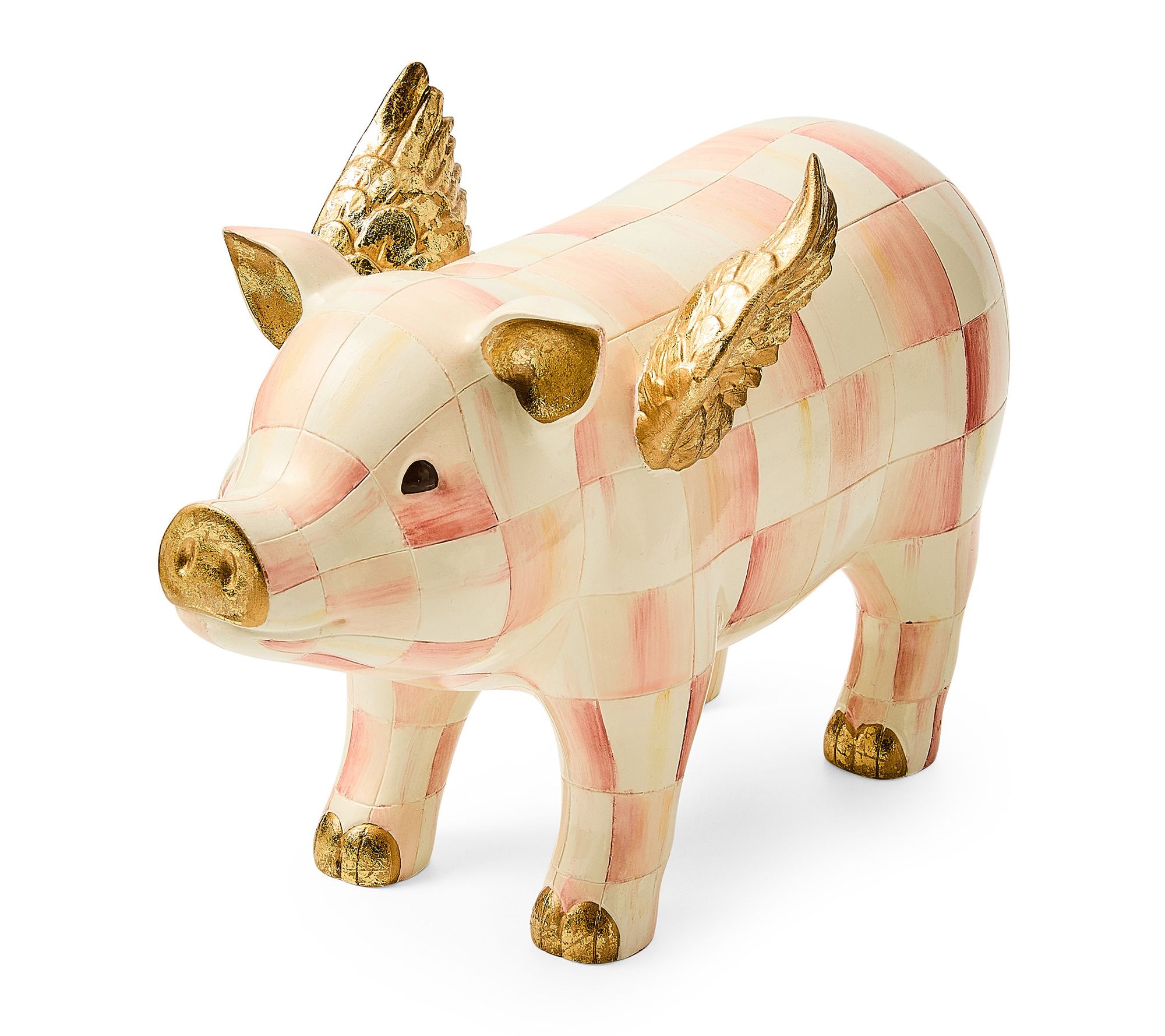 MacKenzie-Childs Rosy Check Flying Pig Figurine