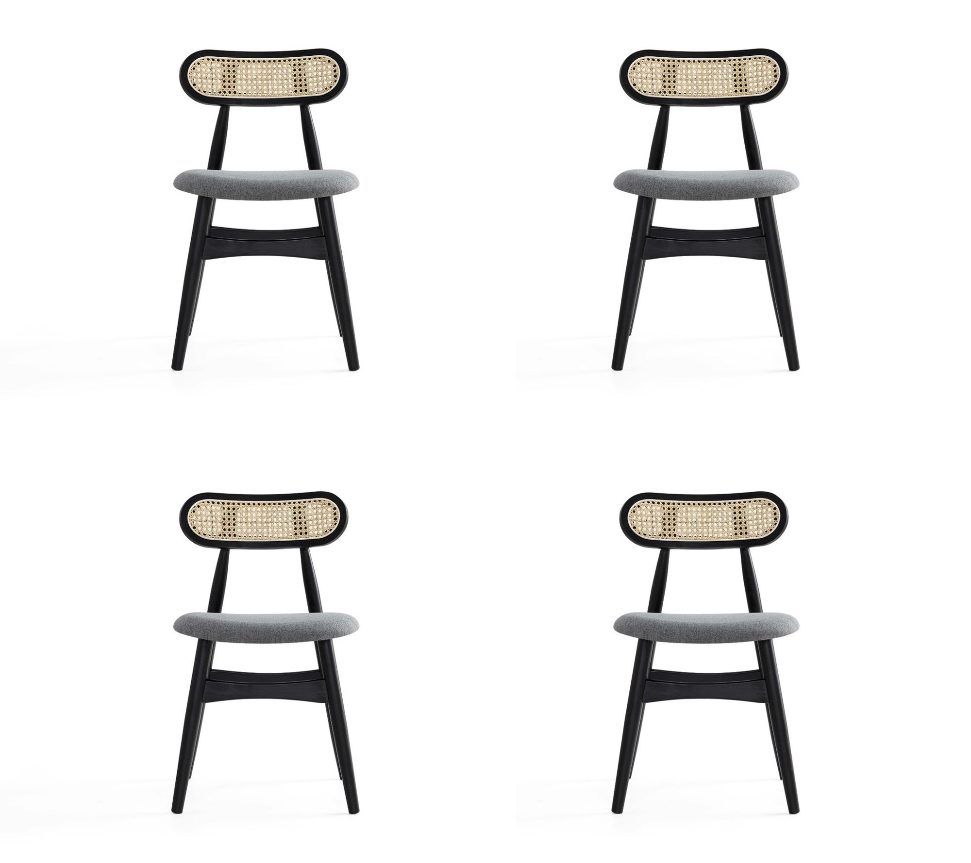Manhattan Comfort Colbert Cane Back Wood DiningChair-Set of 4