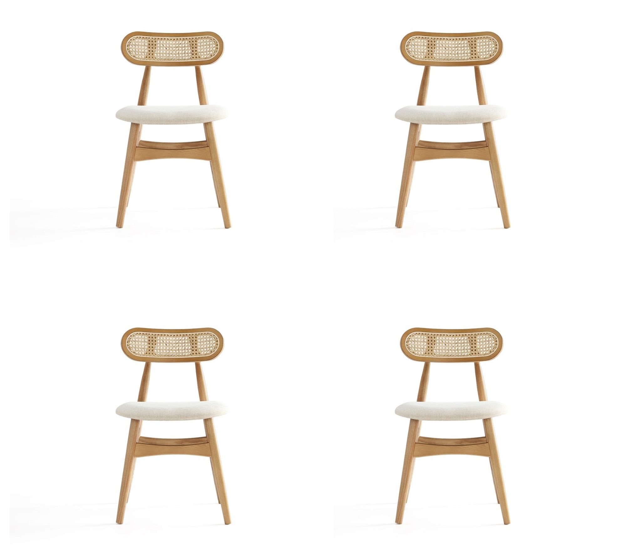 Manhattan Comfort Colbert Cane Back Wood DiningChair-Set of 4