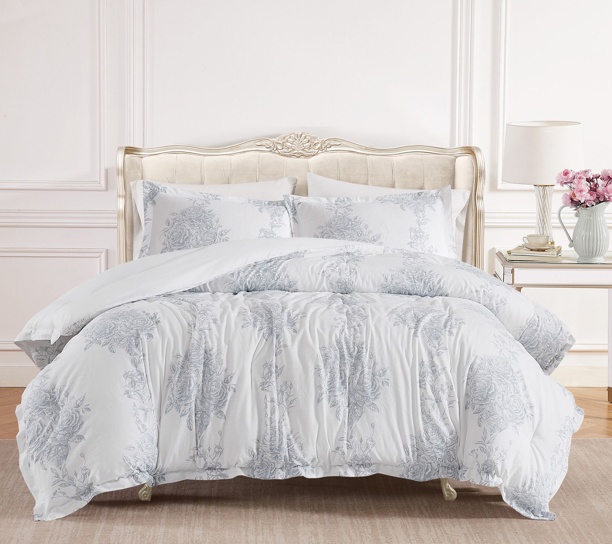 Shabby Chic Toile Bouquet Queen Comforter Set