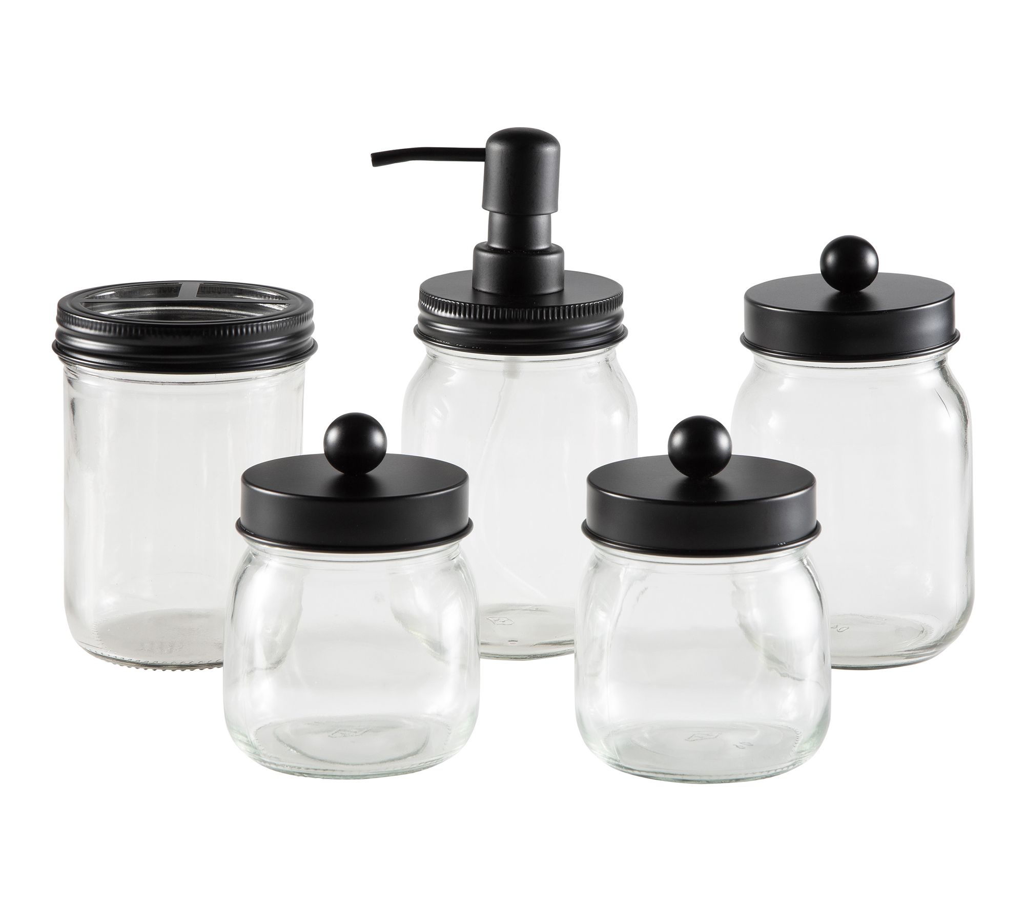 Home-Complete 5-Piece Mason Jar Bathroom Accessories Set