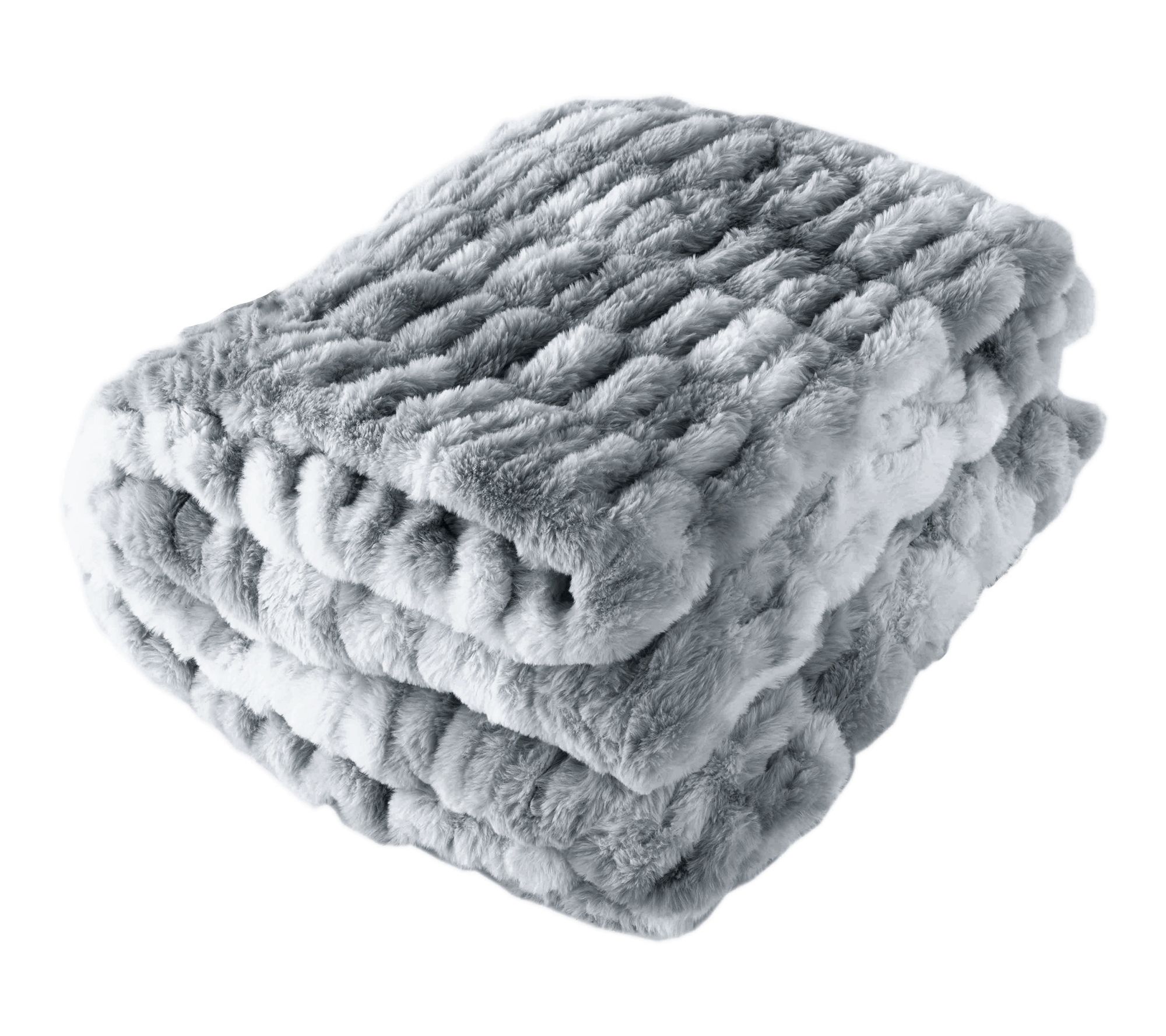 Lavish Home Oversized Ruched Jacquard Faux FurBlanket