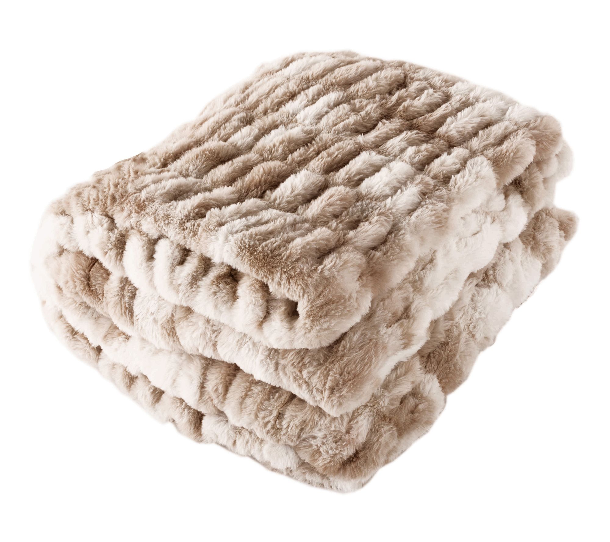Lavish Home Oversized Ruched Jacquard Faux FurBlanket