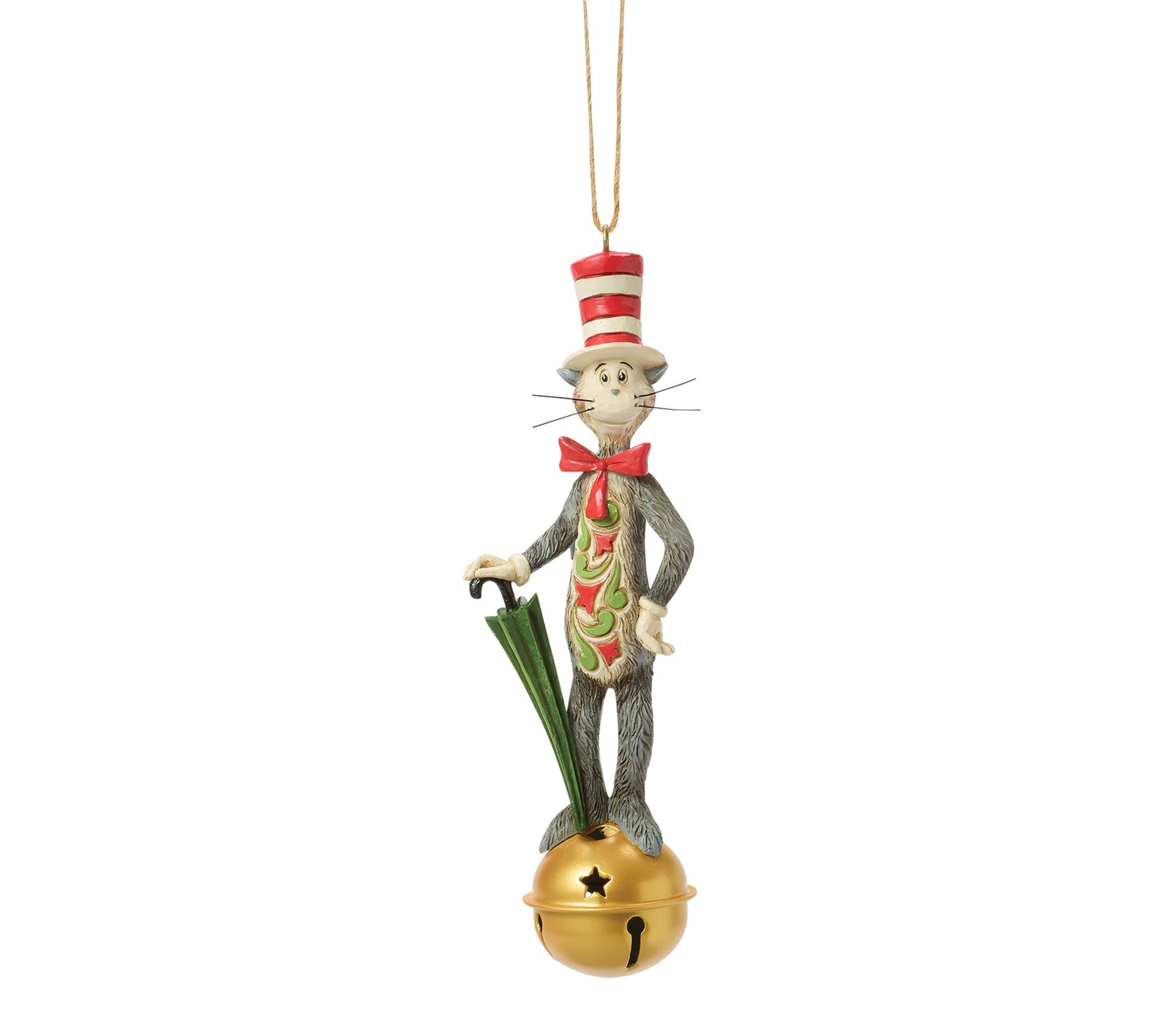 Jim Shore Dr Seuss Cat in Hat on Jingle Bell Hanging Ornament