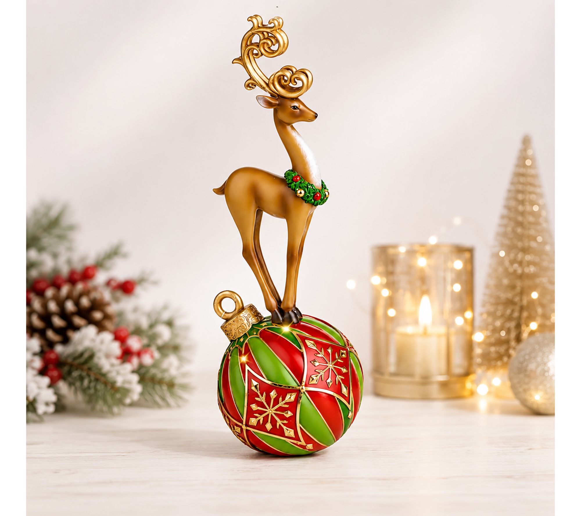 RC Home Decor -17" Reindeer Standing on Ornament Ball LED Lights