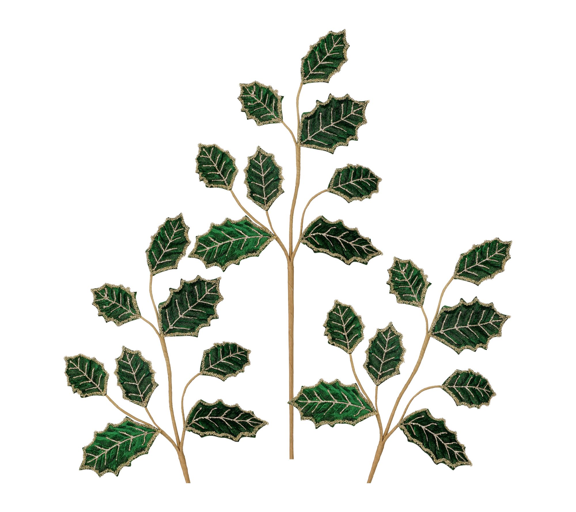 27" Beaded Velvet Leaf Spray by Valerie