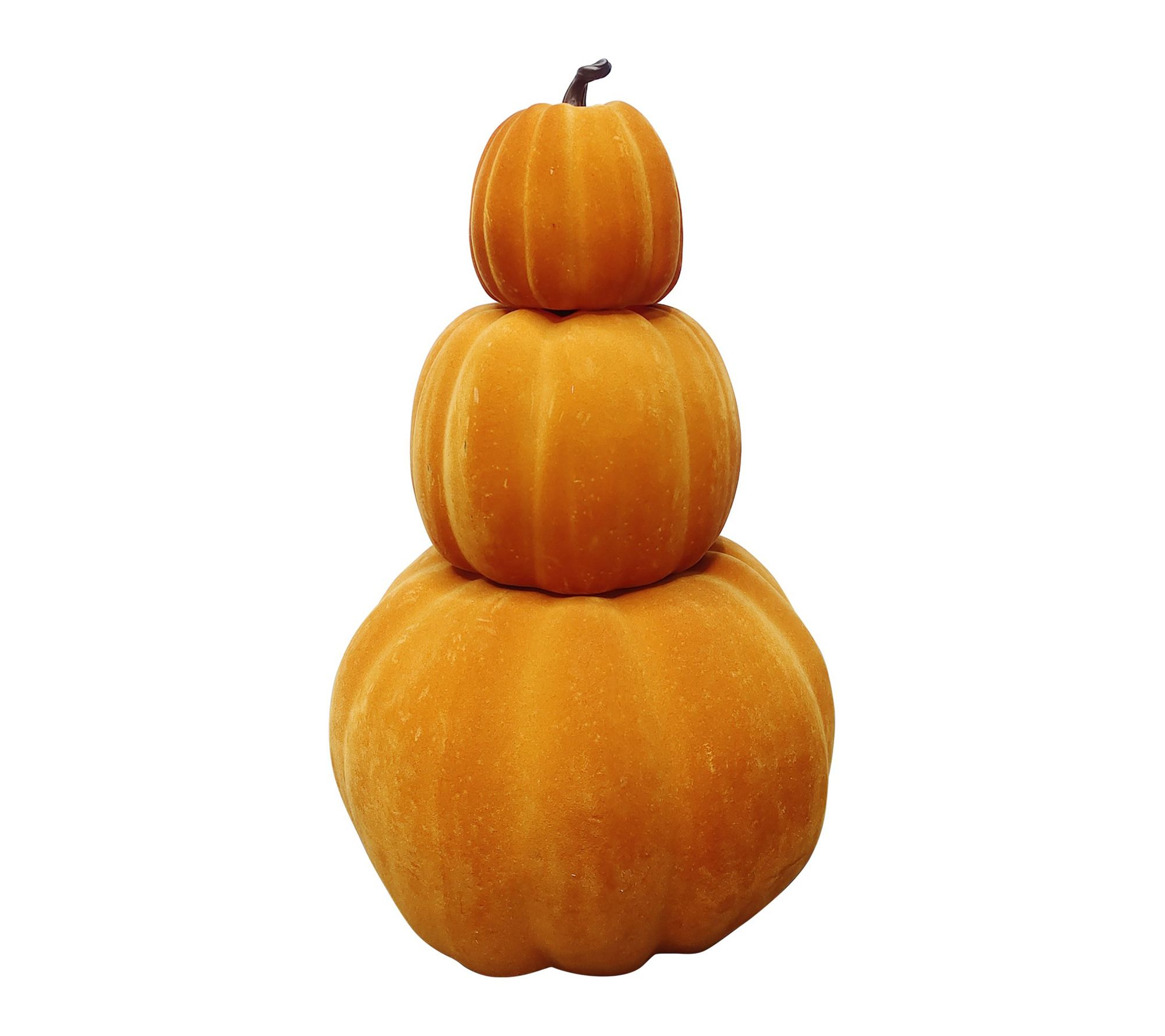 Haunted Hill Farm Flocked Pumpkin Stack