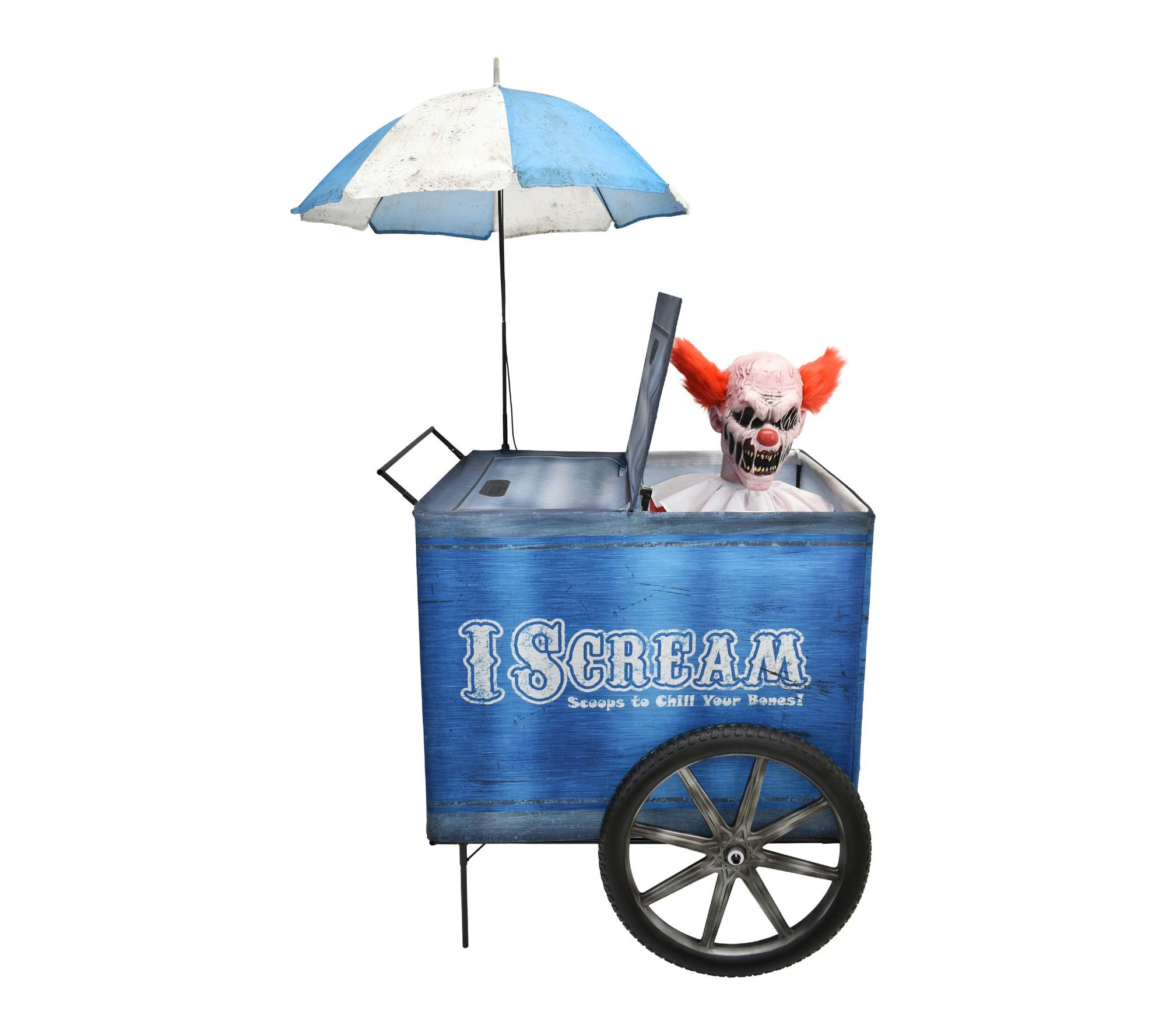 Haunted Hill Farm 6-Ft. I Scream Clown Cart Animatronic