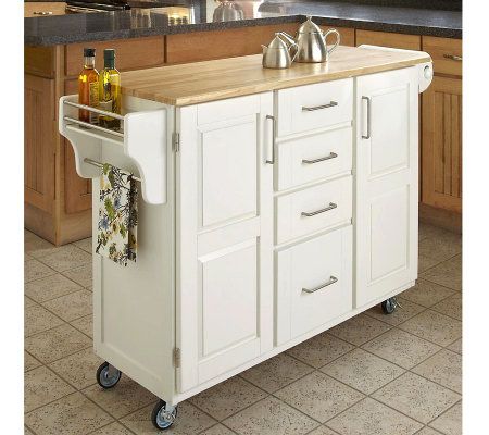 Home Styles Solid Wood Create a Cart - White w/Wood Top - QVC.com