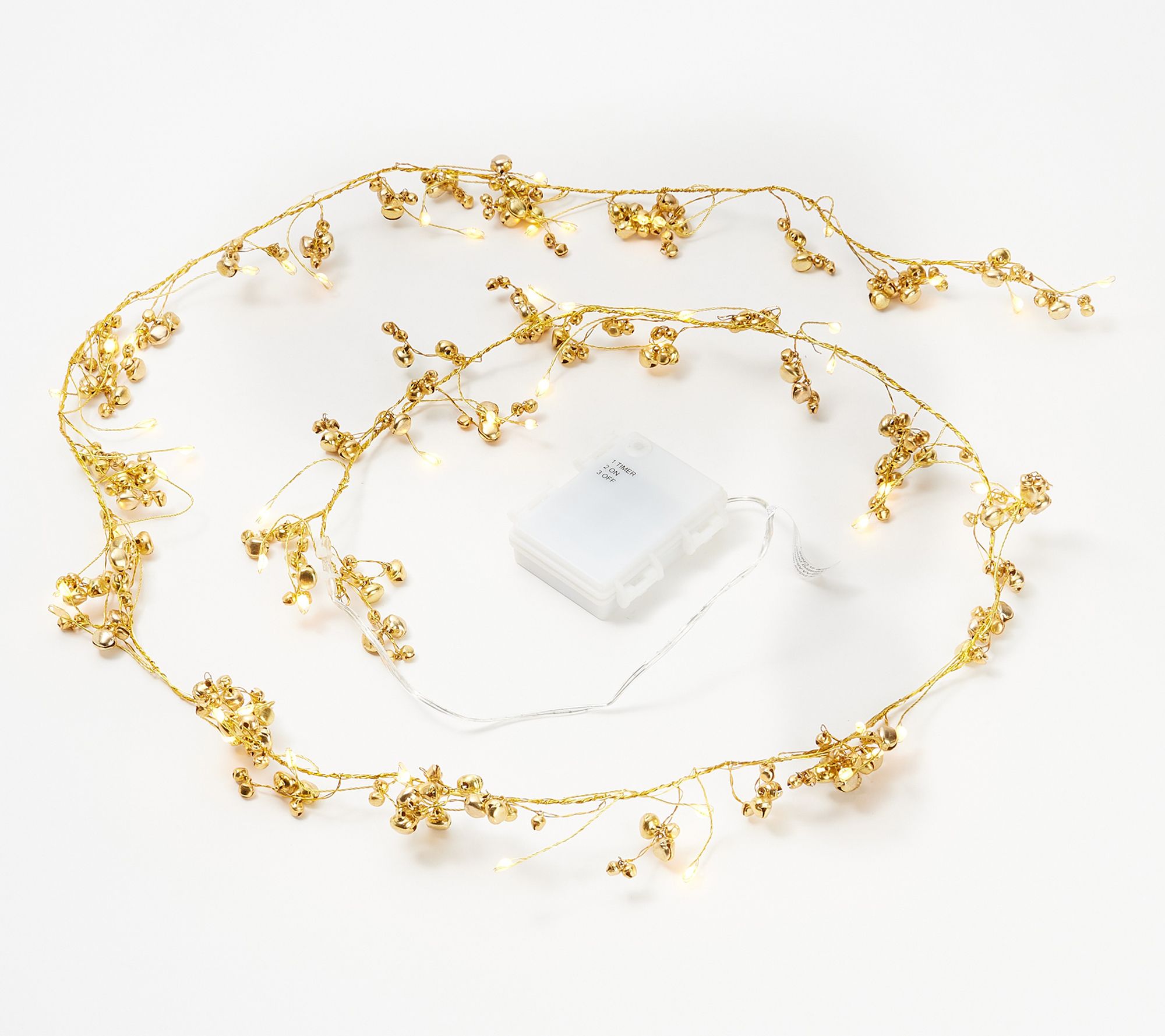 Scott Living Gold Jingle Bell Garland w/ LED Fairy Lights - QVC.com