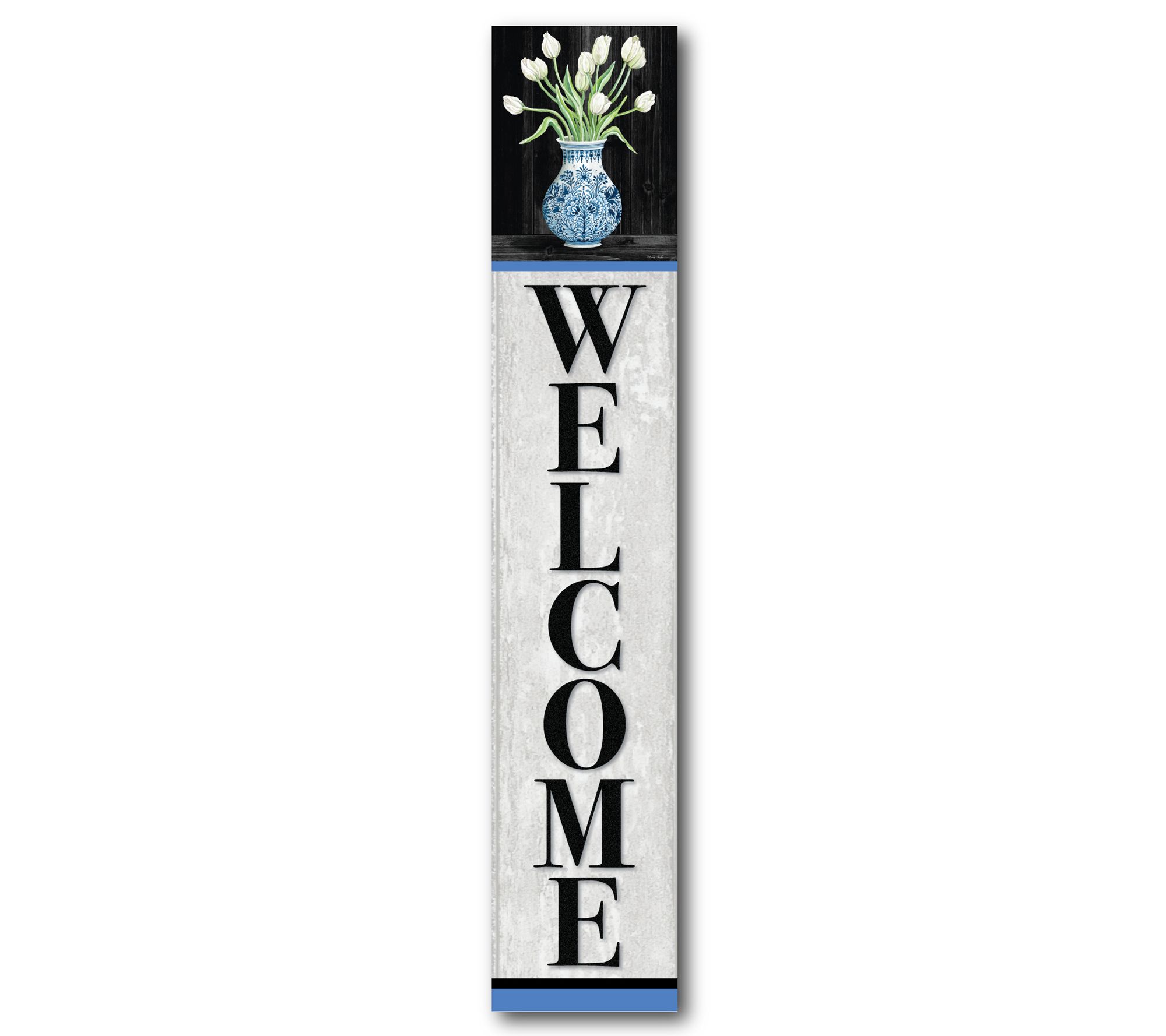 Courtside Market White Tulips 7" x 40" Porch Sign