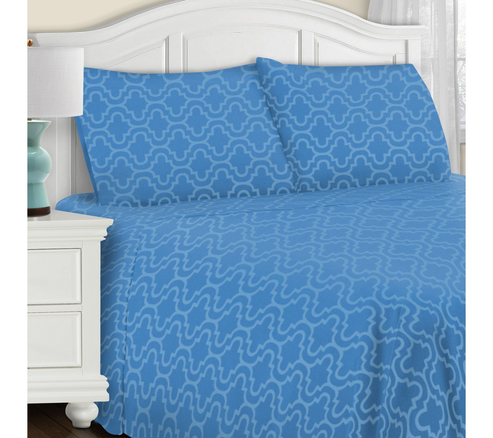 Superior Cotton Flannel Trellis Deep Pocket She et Set, Queen