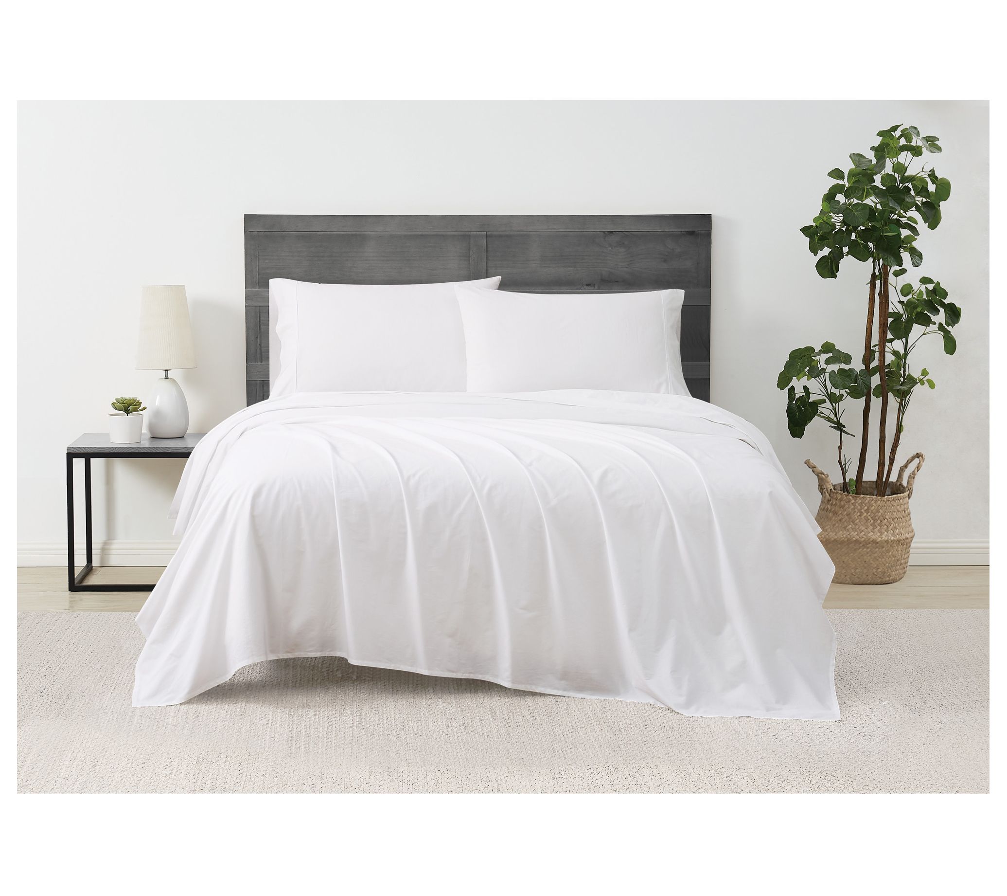 Cannon Solid Percale 4-Piece Queen Sheet Set