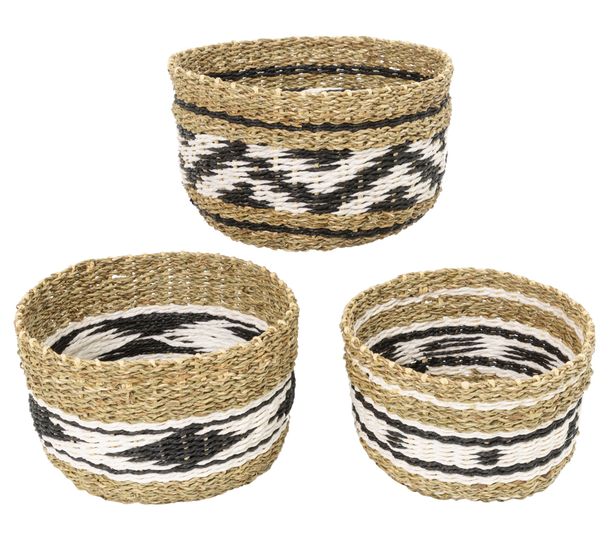 S/3 Assorted Woven Baskets by Gerson Co