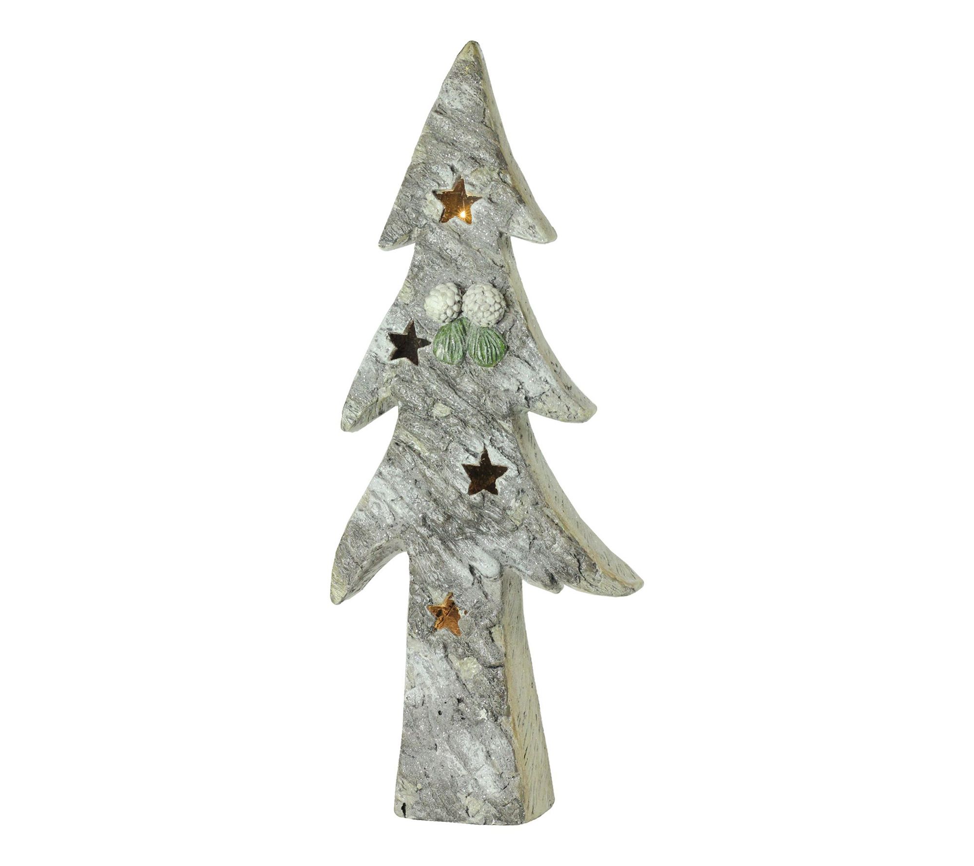 Northlight 30" White and Green LED Glitter Tree Tabletop Decor