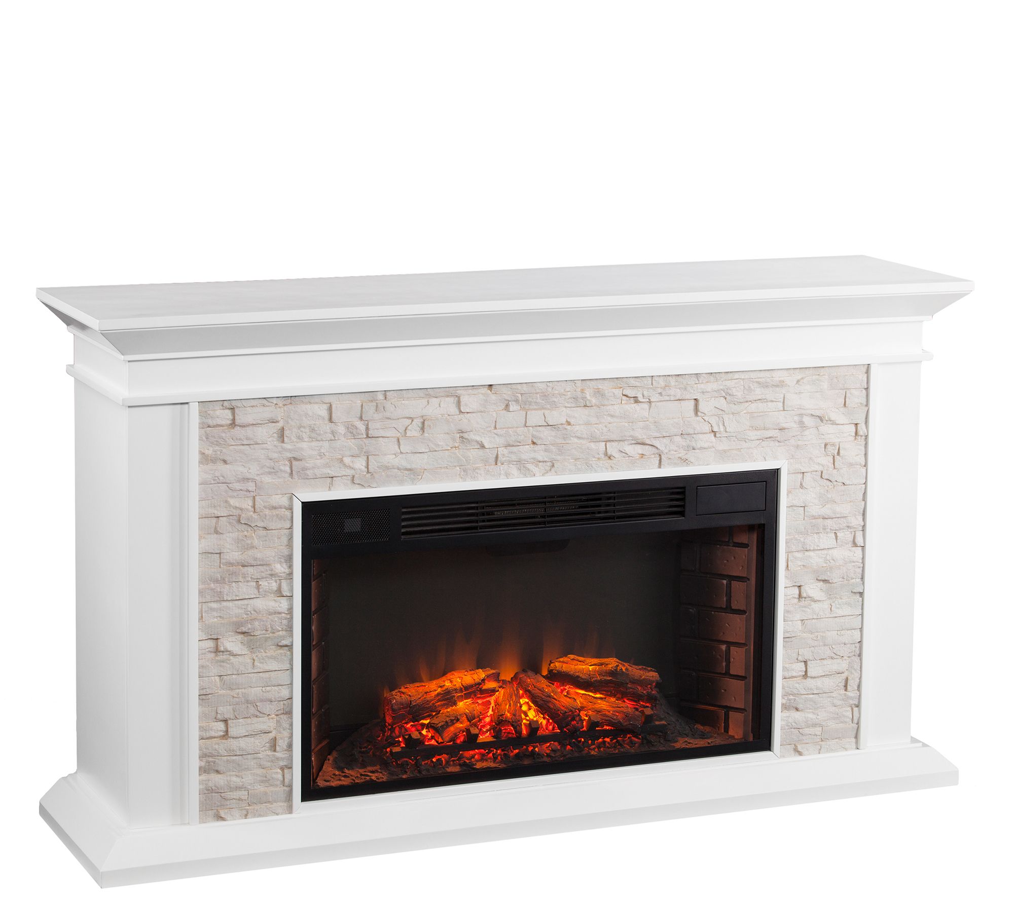 Canyon Heights Faux Stacked Stone Electric Fireplace