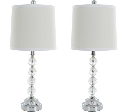 Lavish Home Table Lamps Set of 2, Faceted Crystal Balls