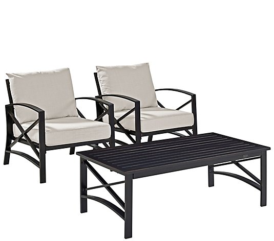 Kaplan Two Outdoor Chairs and Coffee Table withCushions