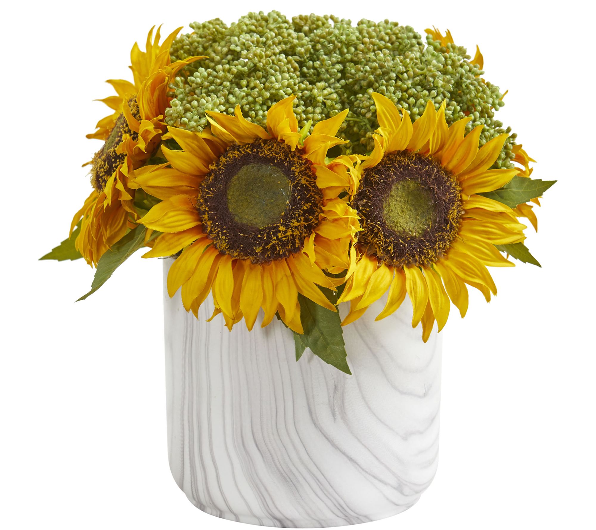 Sunflower Arrangement in Marble Vase by NearlyNatural