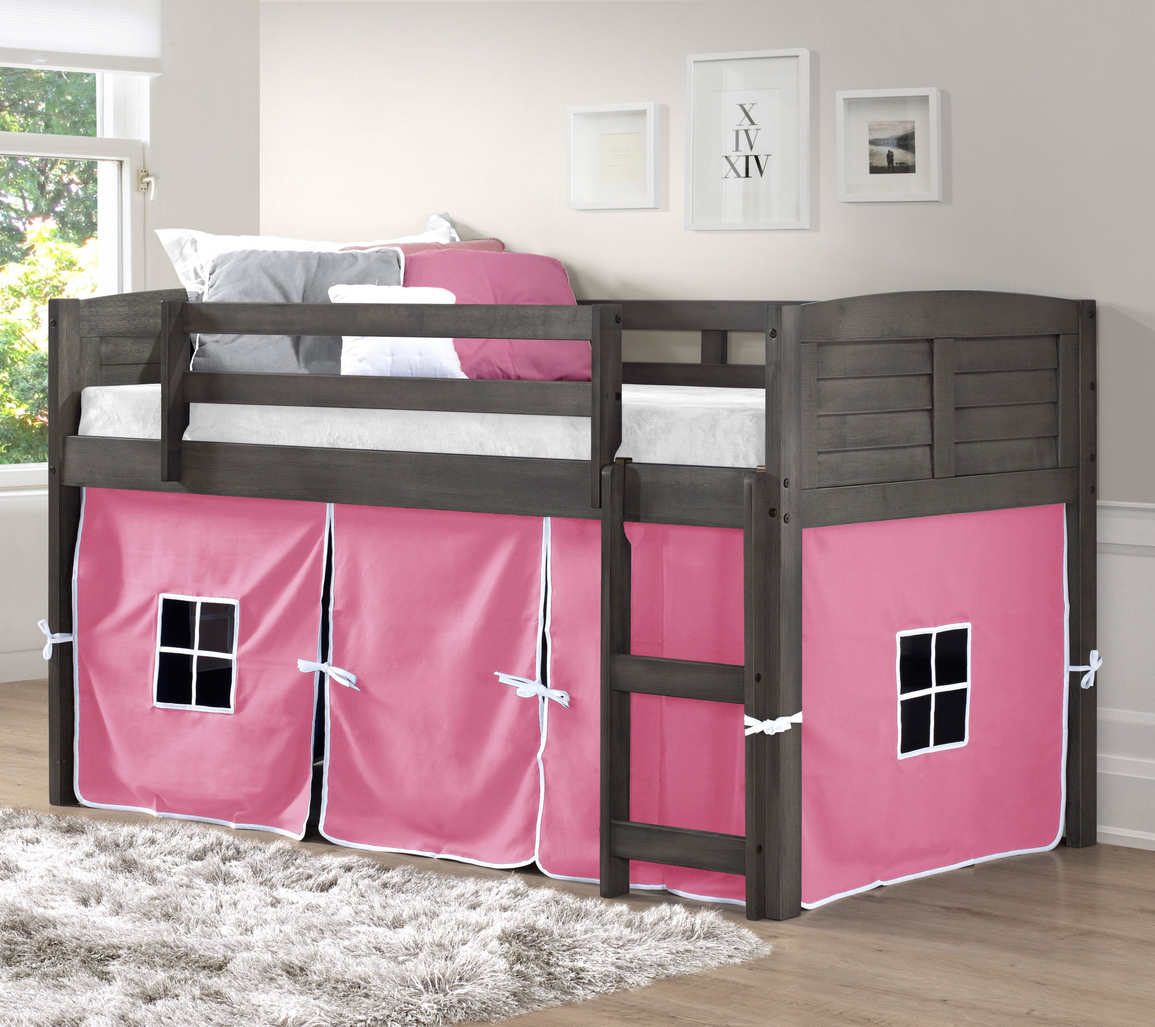 Twin Louver Low Loft Bed w/ Tent Kit