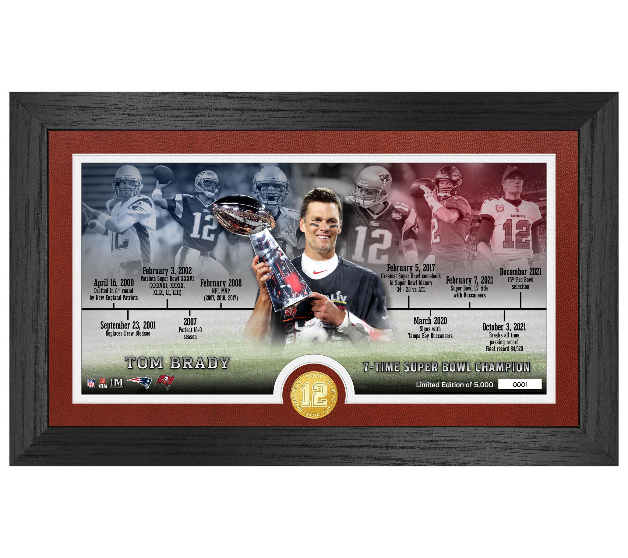 Tom Brady 7-Time Super Bowl Champion Frame