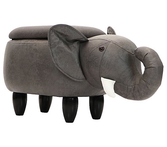 Critter Sitters 15" Seat Height Gray Elephant Storage Ottoman