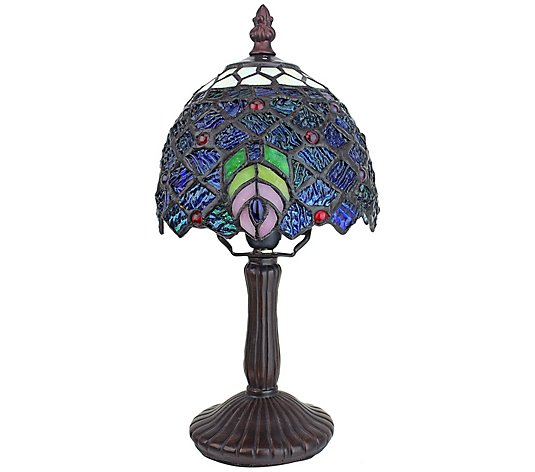 Design Toscano Ravishing Petite Peacock Art Glass Table Lamp