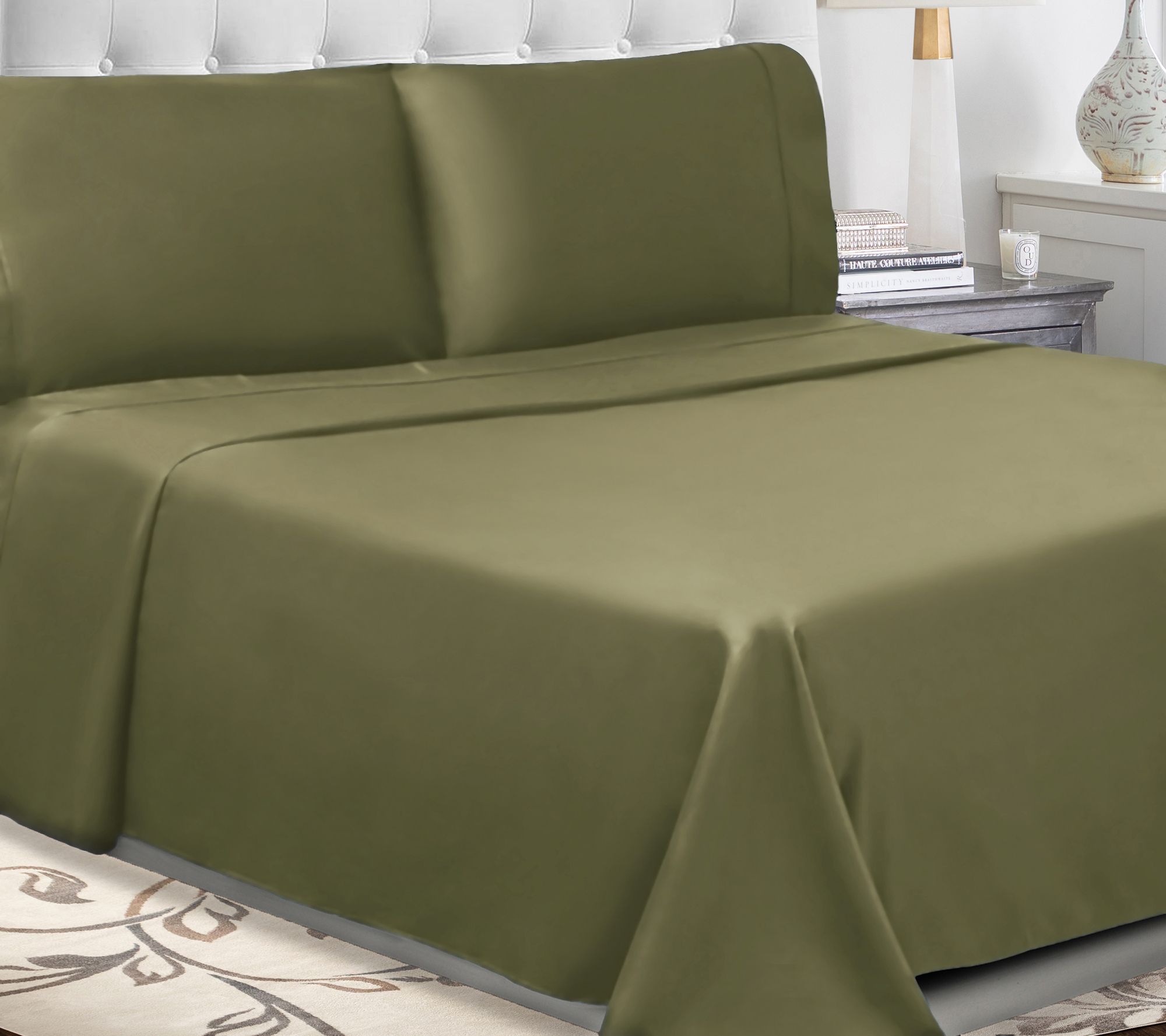 Superior Solid Cotton Percale Deep Pocket Sheet Set Queen