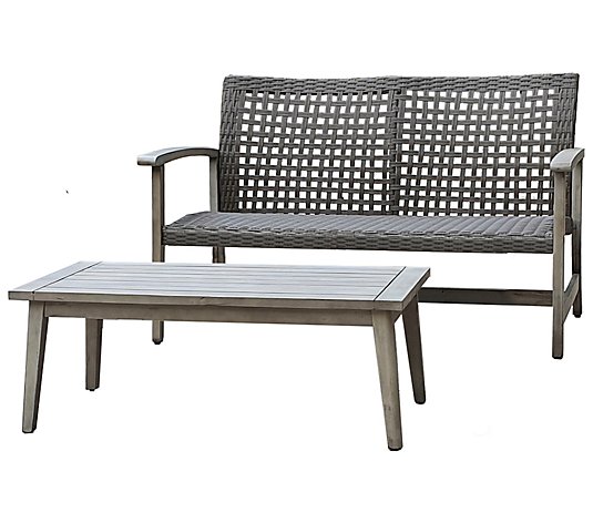 Dukap 2 Piece Acacia Wood Sofa/Table Seating Set-Monterosso