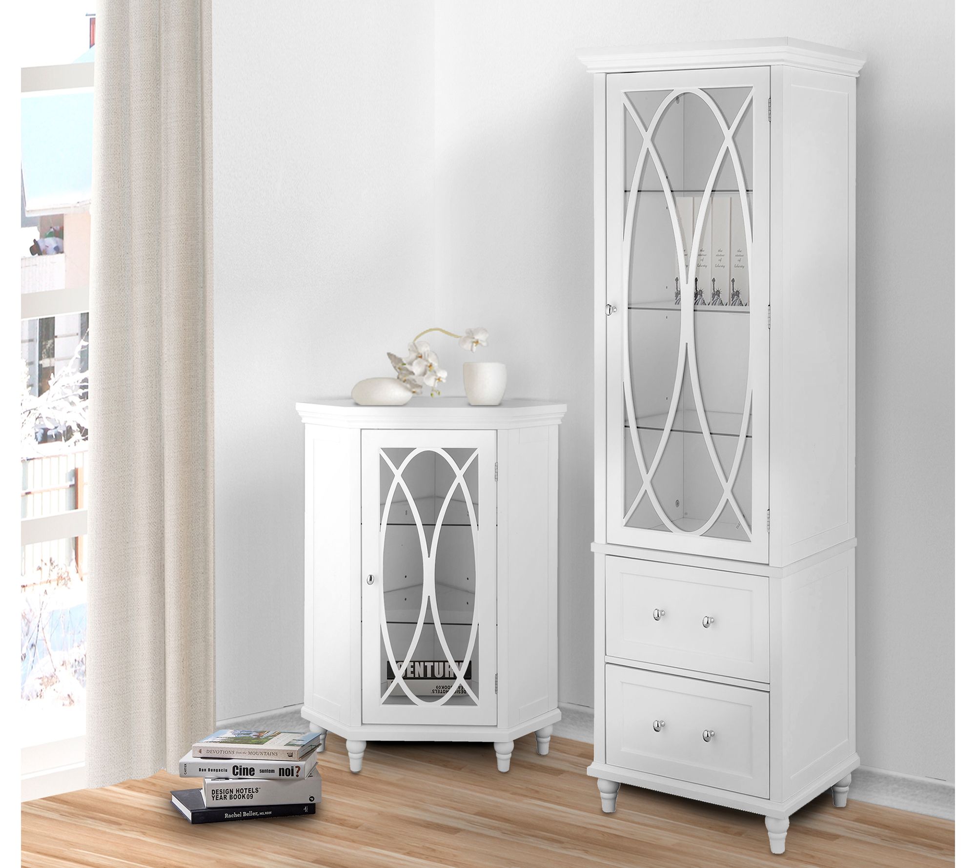 Bathroom Linen Storage Tower Cabinet Elements Acacia - Gray Wood