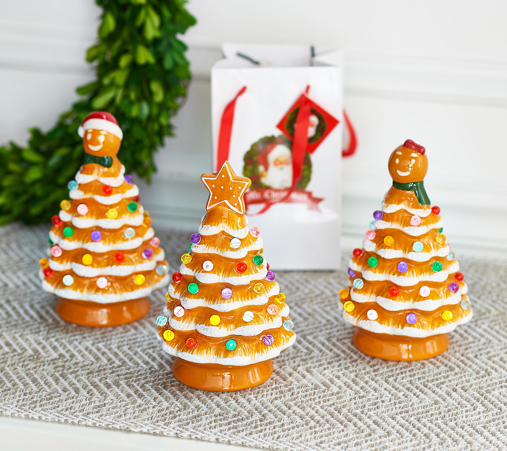 "As Is" Mr. Christmas Set of 3 Mini Nostalgic Ceramic Trees