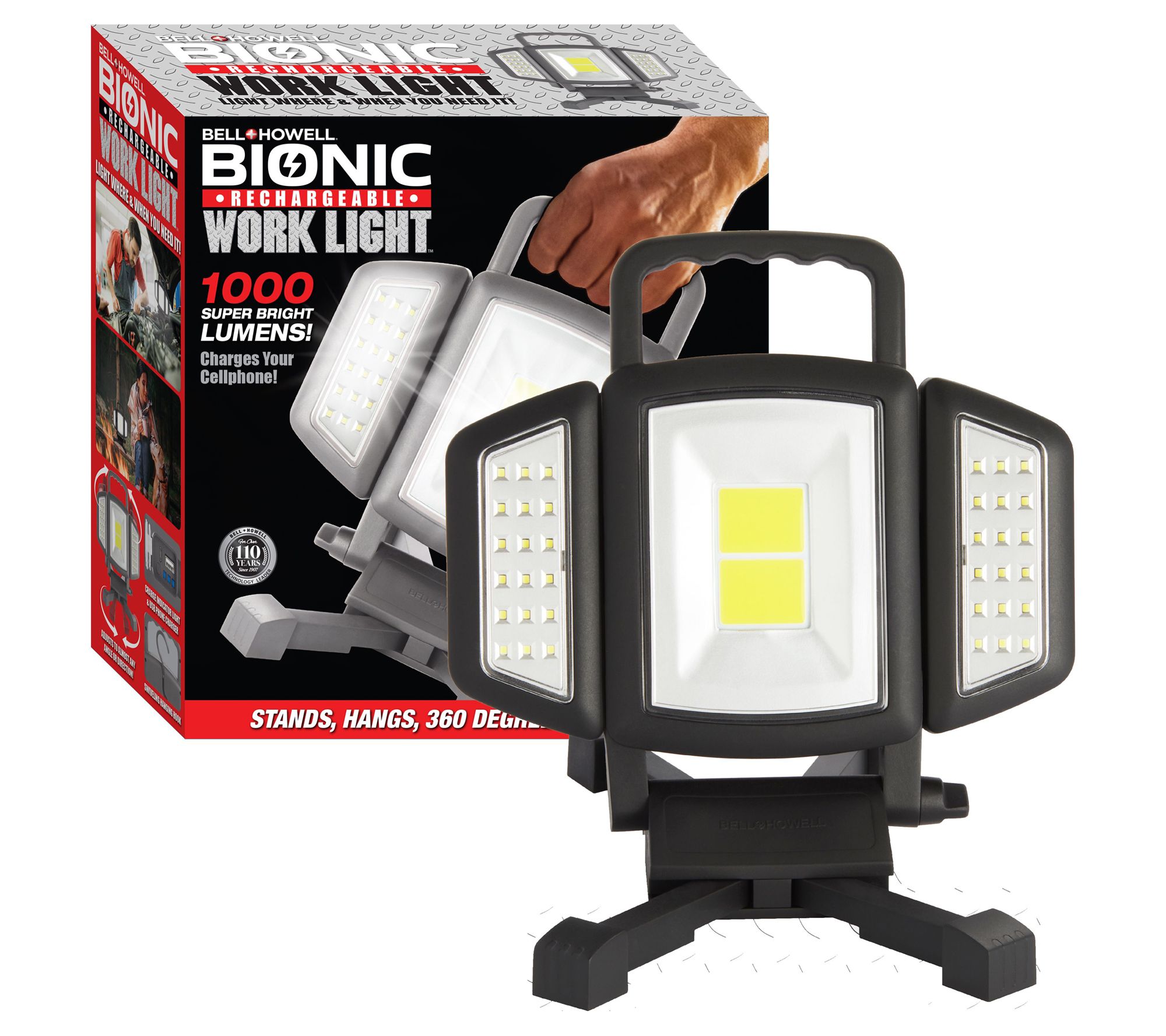 Bell + Howell 1500 Lumens Rechargeable Work Light with Stand