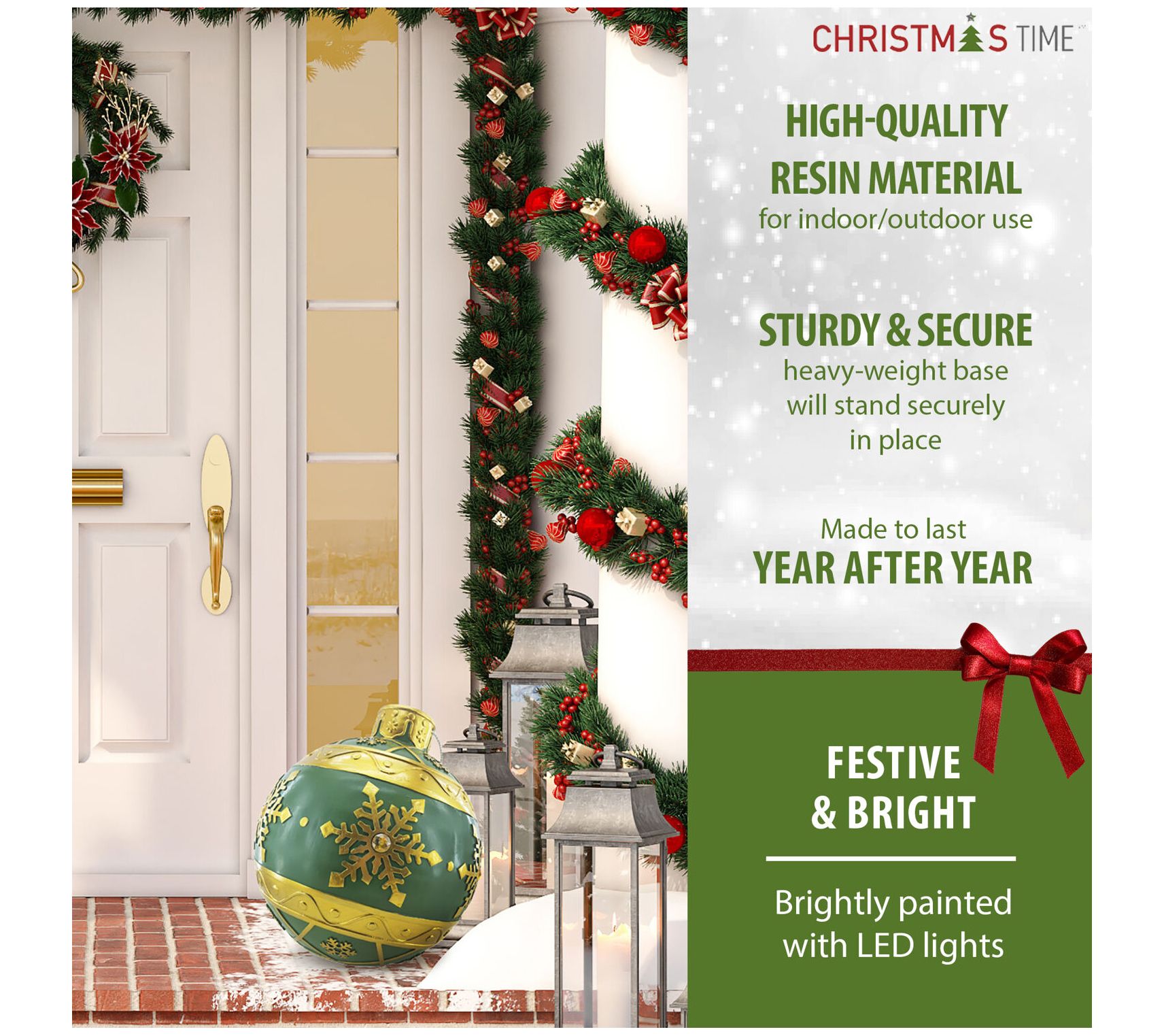 Christmas Time 18In. Resin Oversized Christmas Ornament