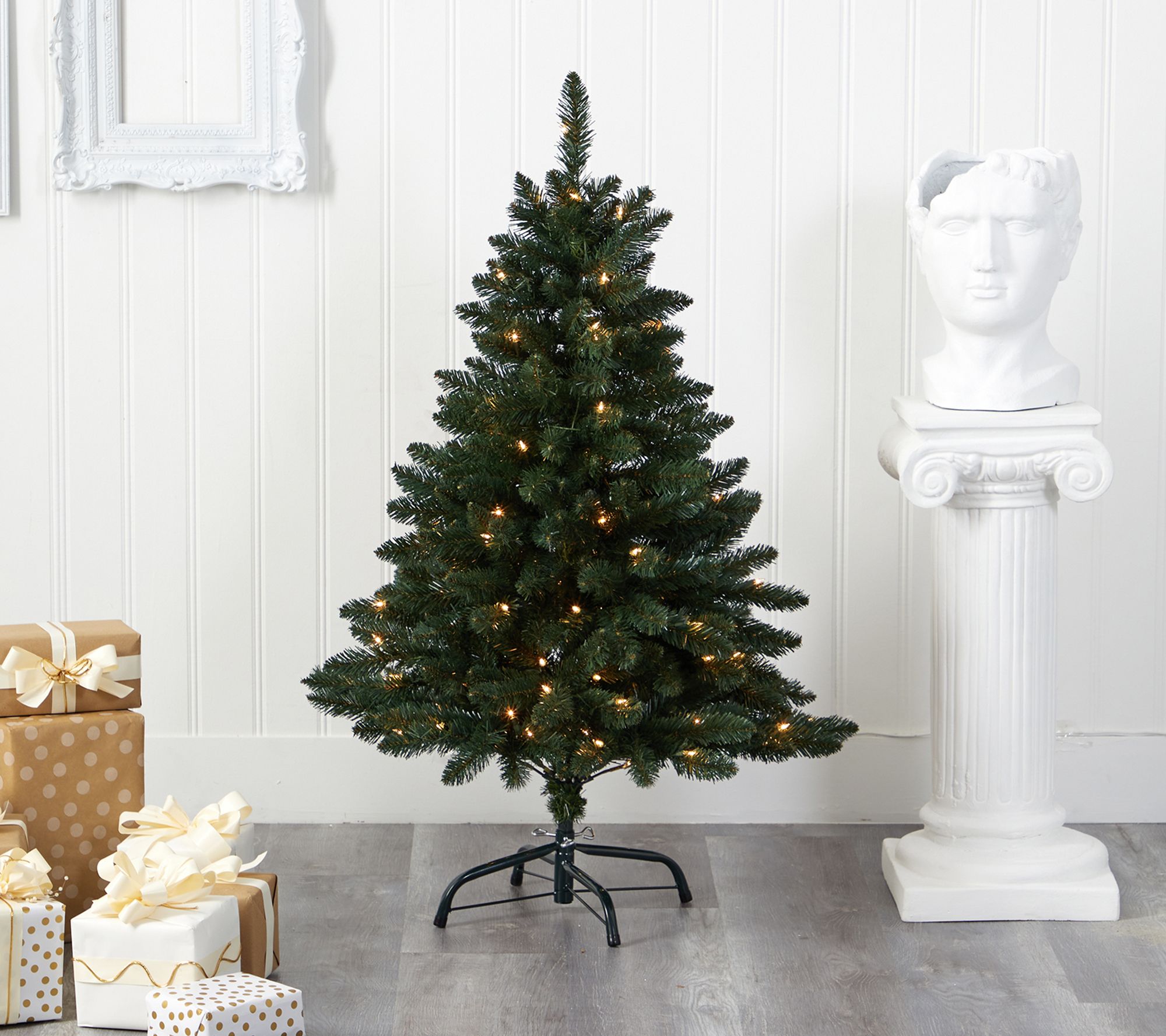 Nearly Natural 4' Northern Rocky Faux ChristmasTree w/ Lights - QVC.com