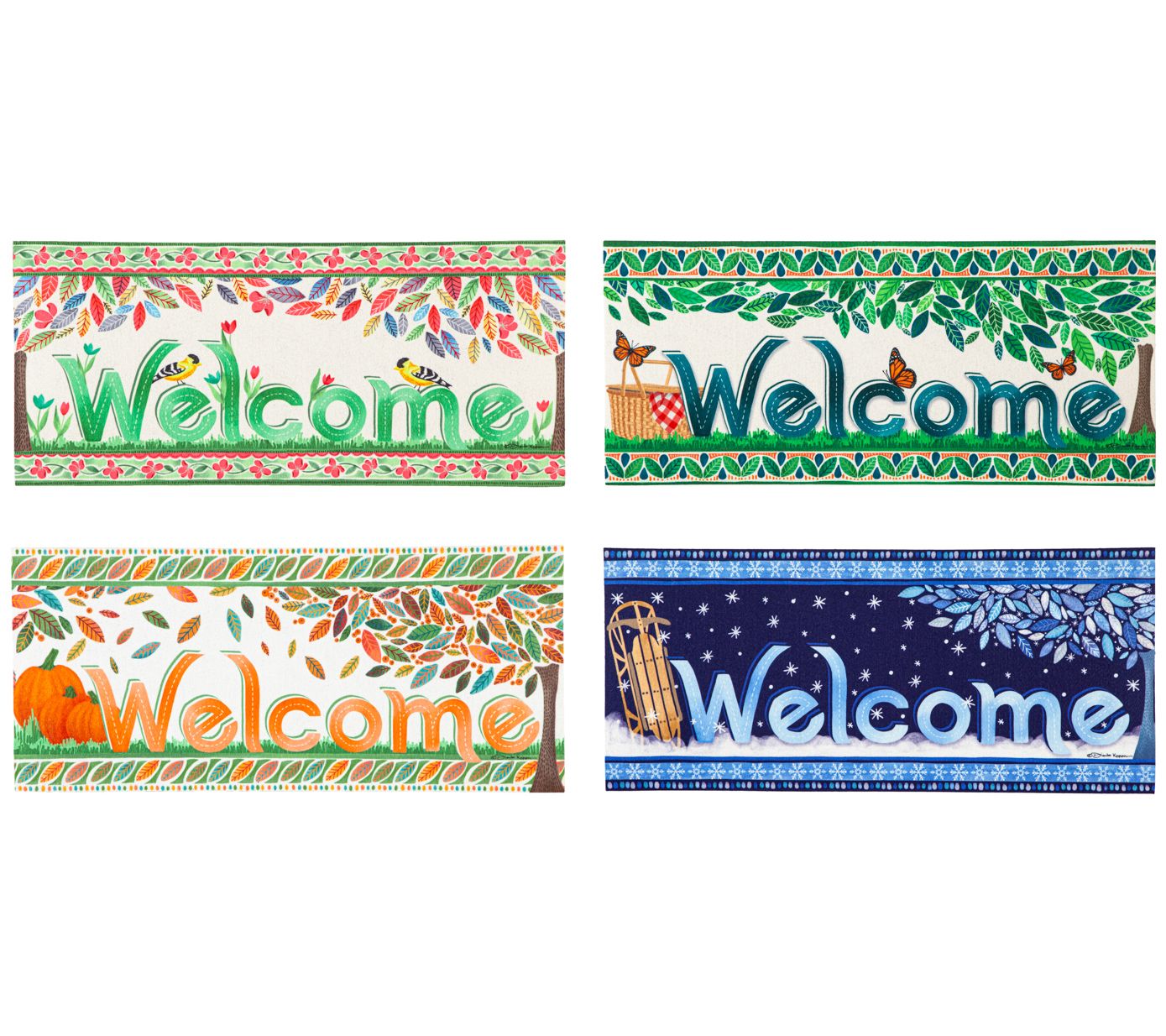 Evergreen Set of (4) 4-Season Trees Sassafras Mat Inserts