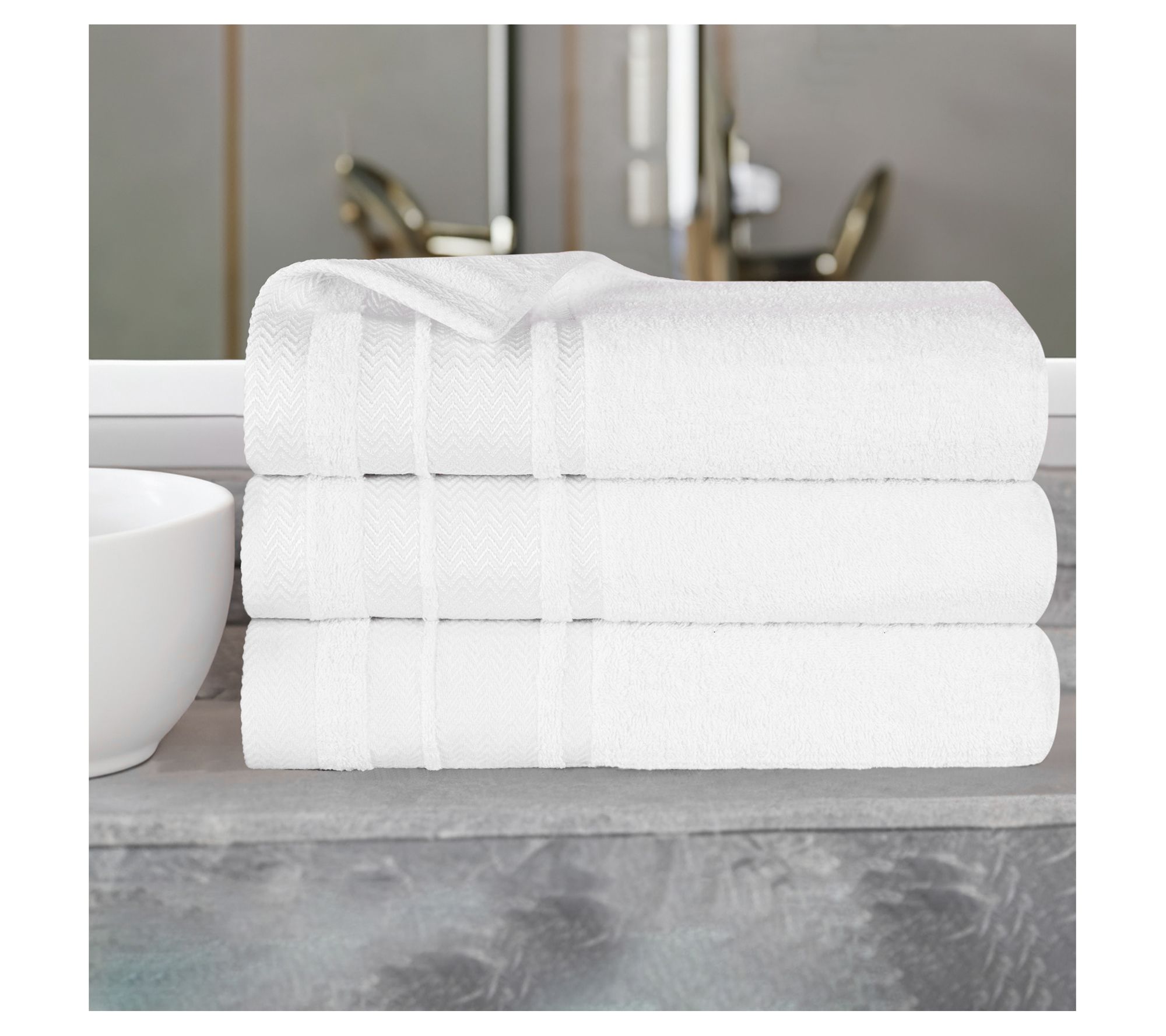 Superior Zero Twist Cotton Dobby Border Soft 3-PC Bath Towels