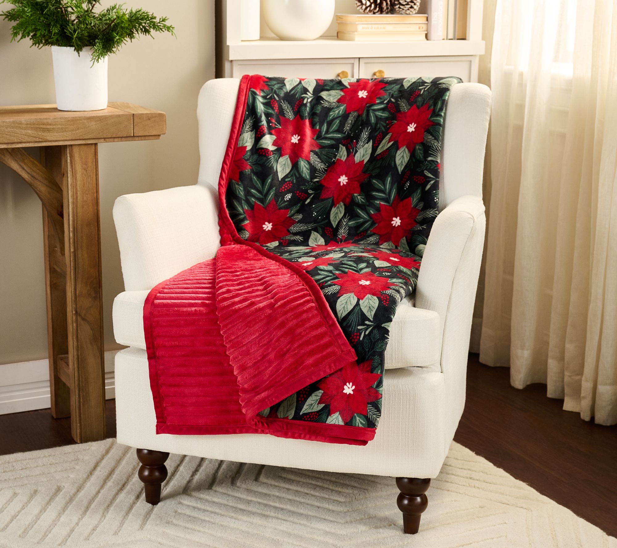 Home Reflections Reversible Plush Oversized 60" x 80" Throw