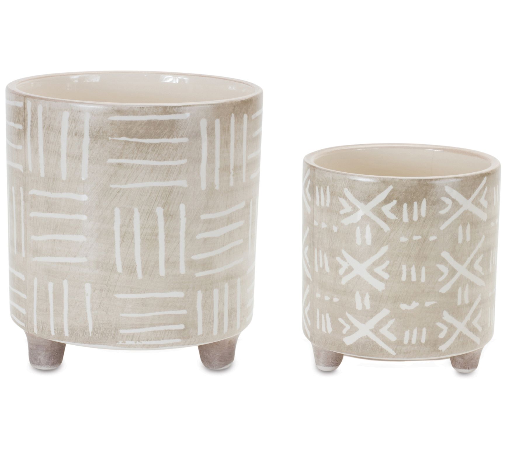 Melrose International Set of 2 Stone Footed Planter