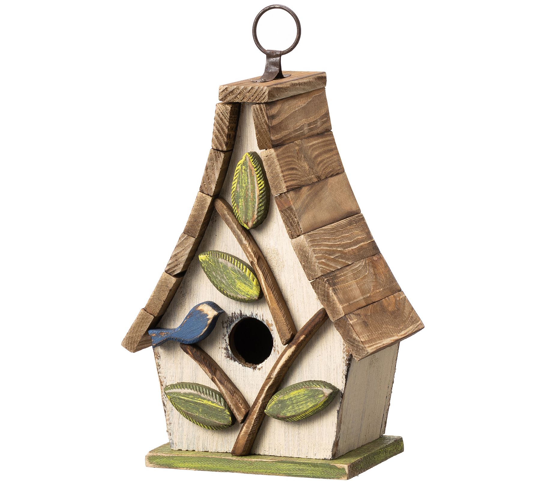 Glitzhome 9.5'' Wooden Natural Cottage Garden Birdhouse