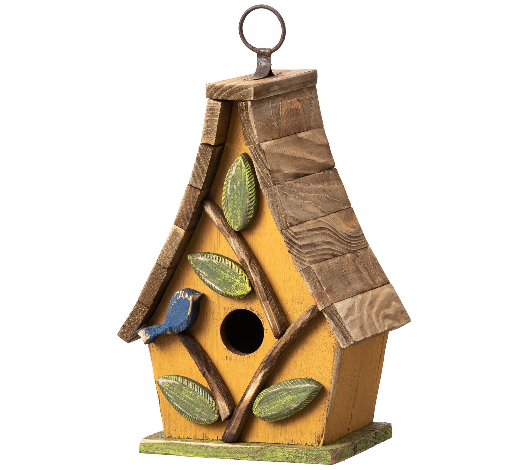 Glitzhome 9.5'' Wooden Natural Cottage Garden Birdhouse