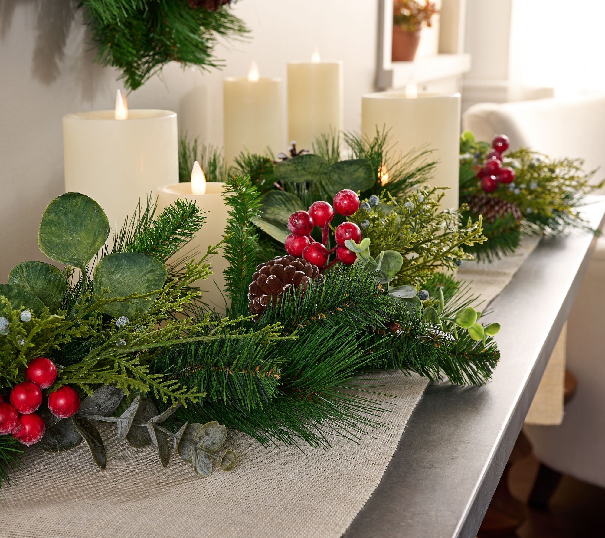 4' Berry, Pine & Eucalyptus Garland by Valerie